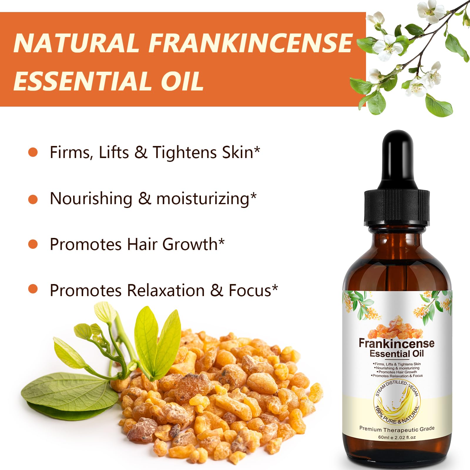 Natural frankincense oil for skin care use