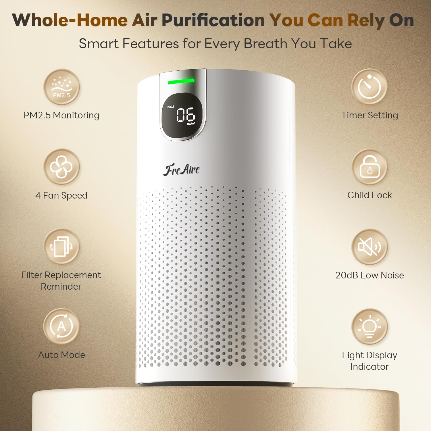 VisionAir FreAire air purifier front view for large room