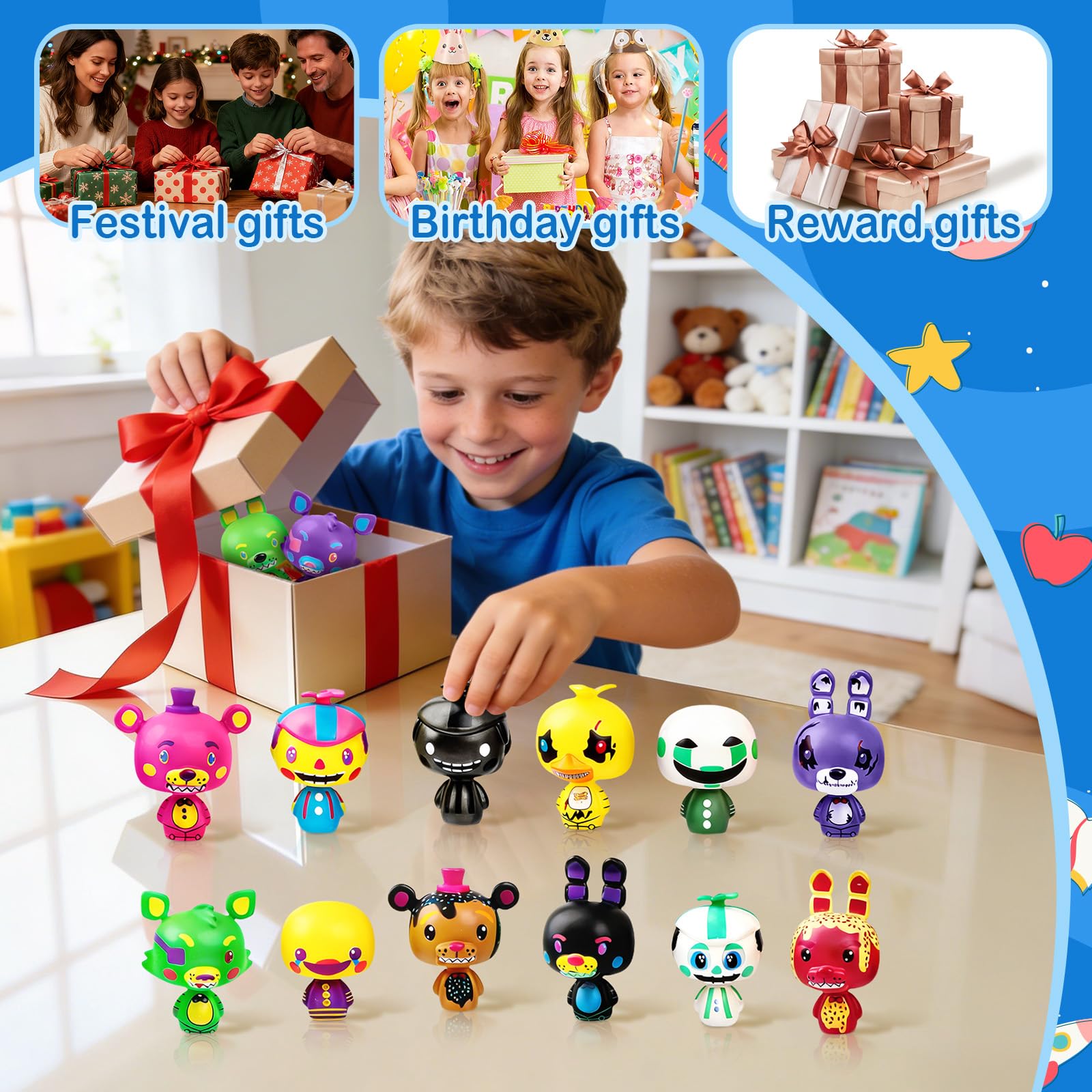 24pcs Freddy's cake toppers display figures