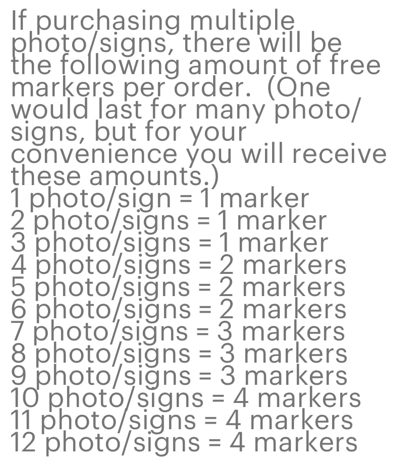 Free markers included for signing multiple frames