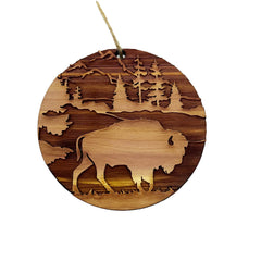 Free Range American Bison cedar ornament 1/4 inch raw cedar