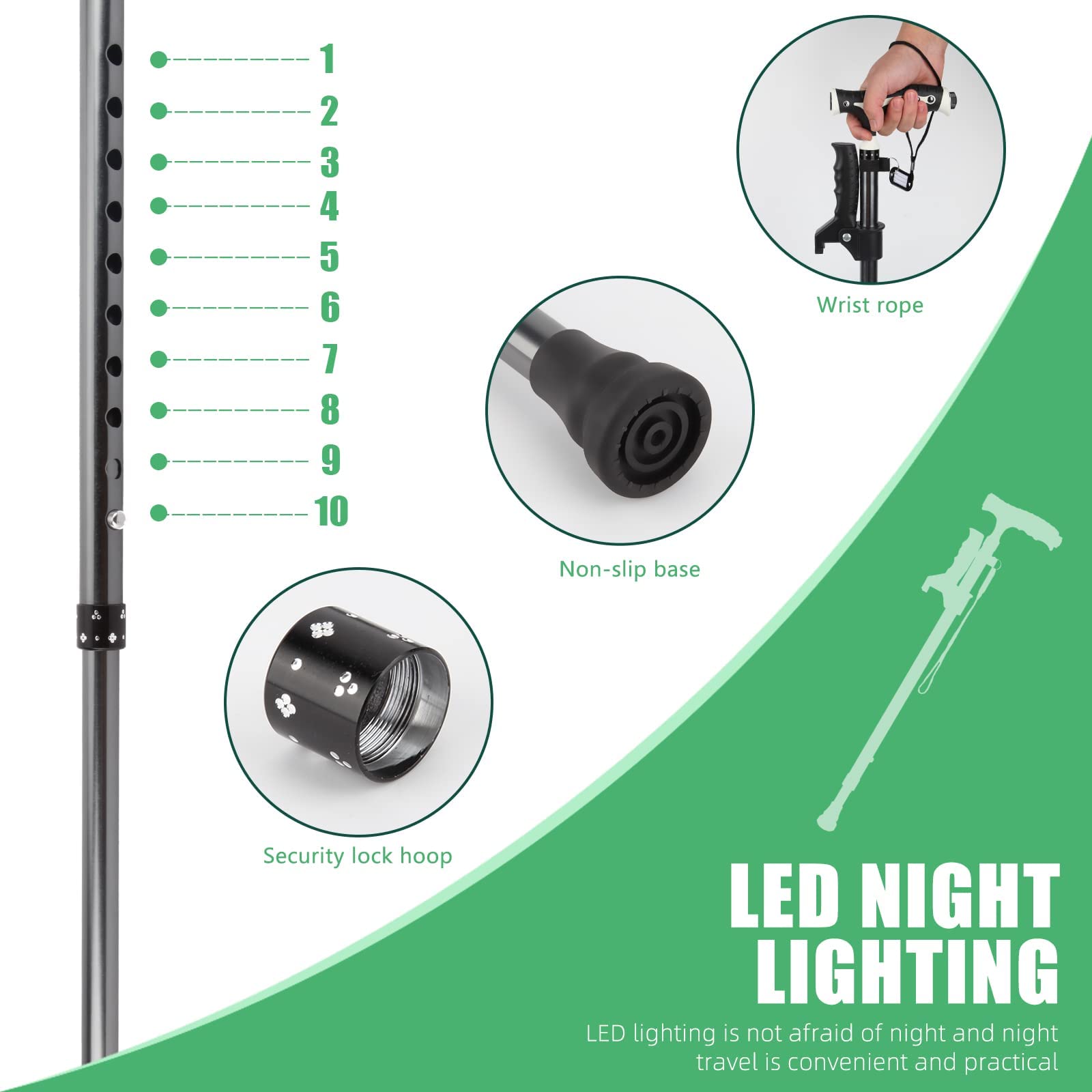Free standing walking cane base