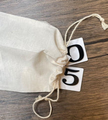Wooden countdown sign with digits storage bag and tiles