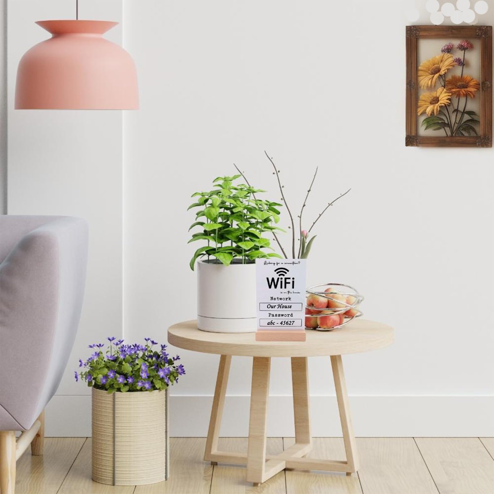 Freestanding wifi sign shown on desk or countertop