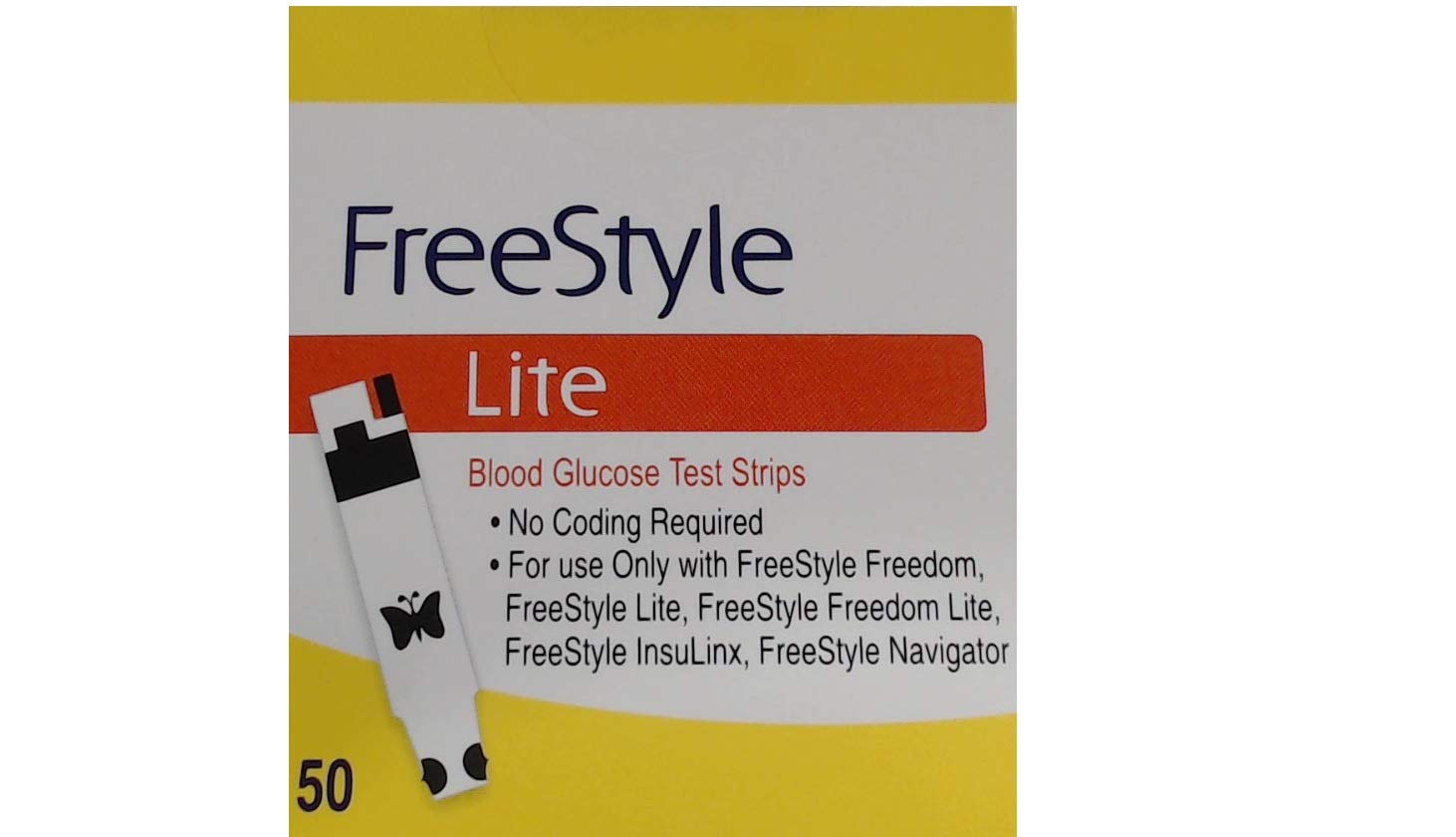 Freestyle Lite blood glucose test strips for Monitor System 50 pieces Red-Yellow