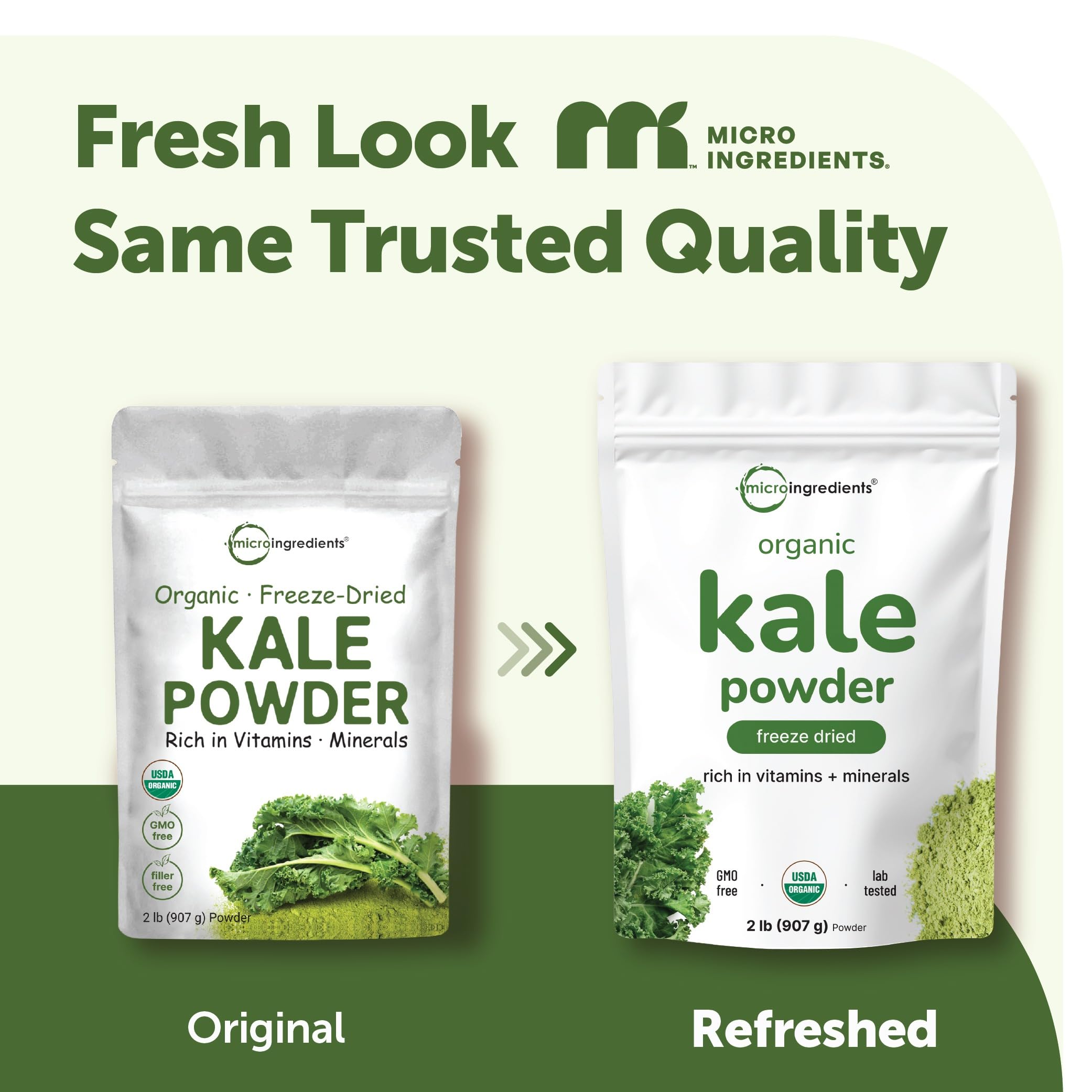 Non-GMO organic kale powder nutrition and lab tested
