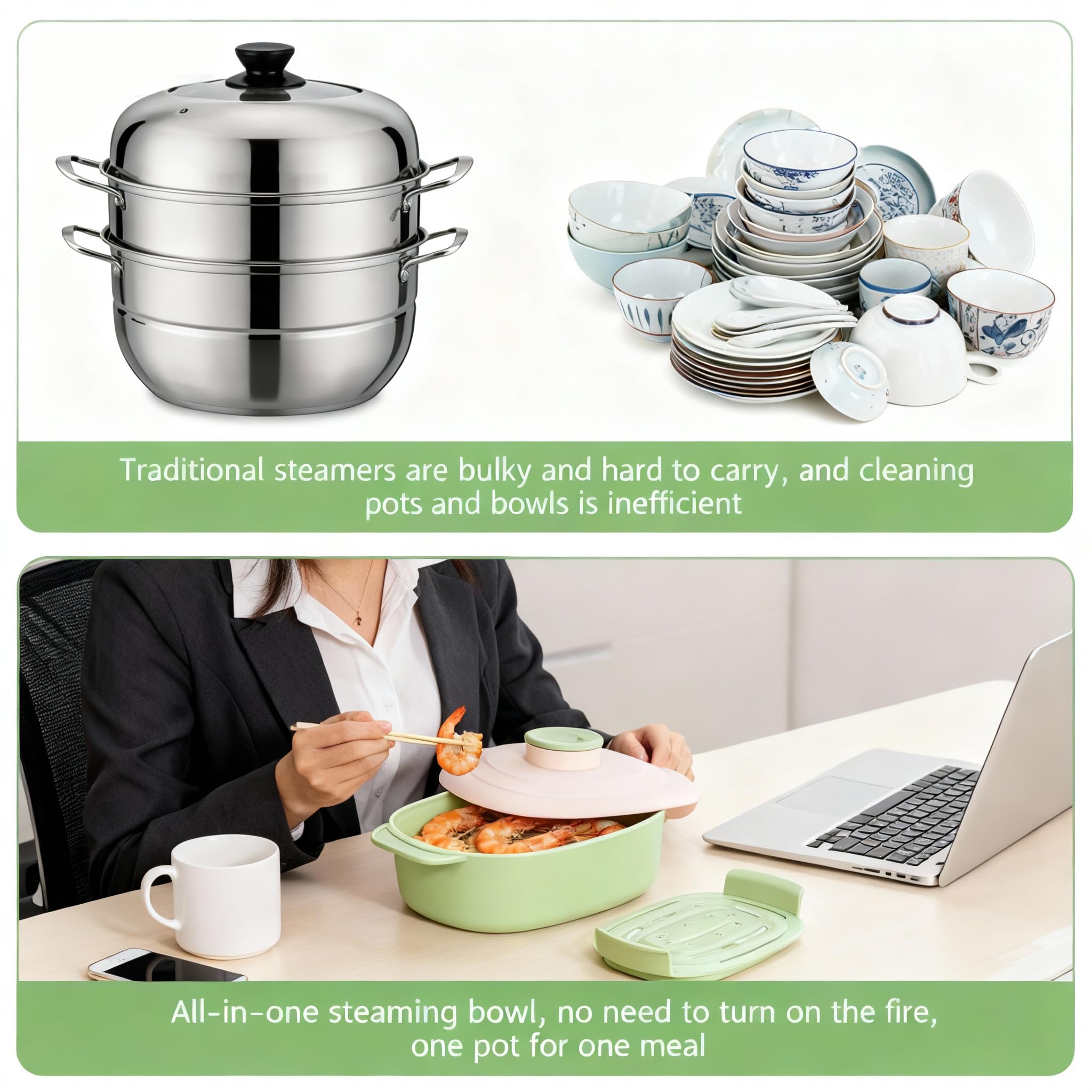 dishwasher-safe steamer bowl for easy cleaning