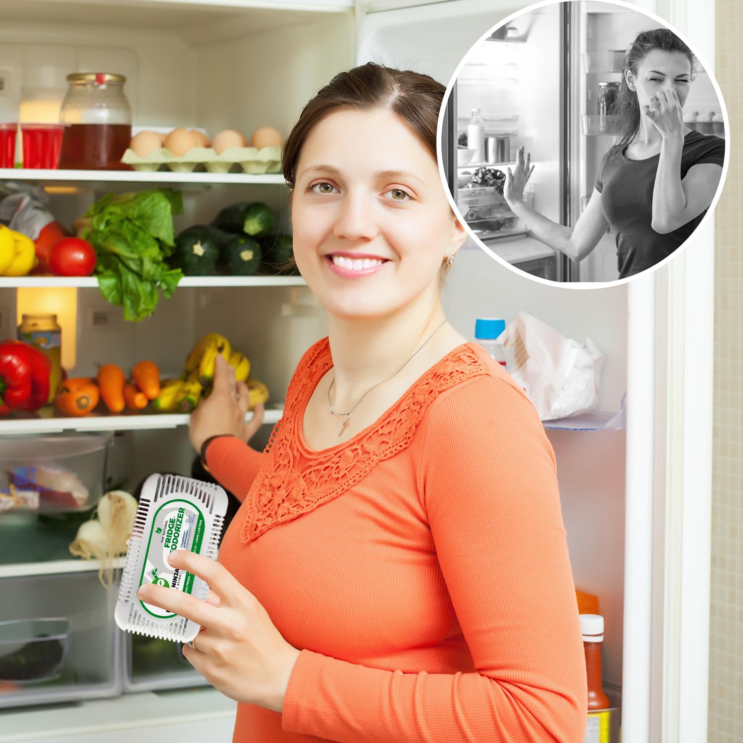 Natural bamboo charcoal fridge deodorizer for groceries