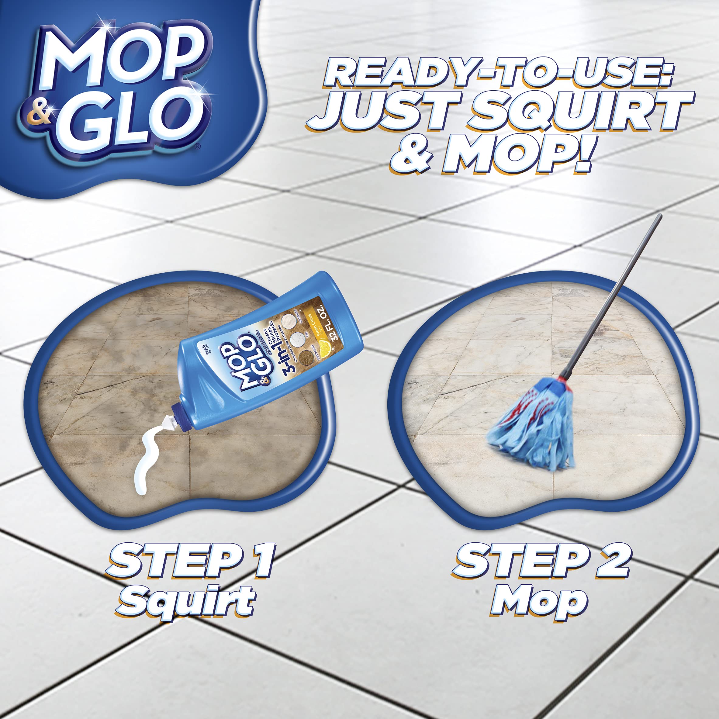 Shine-Lock formula Mop & Glo floor cleaner label