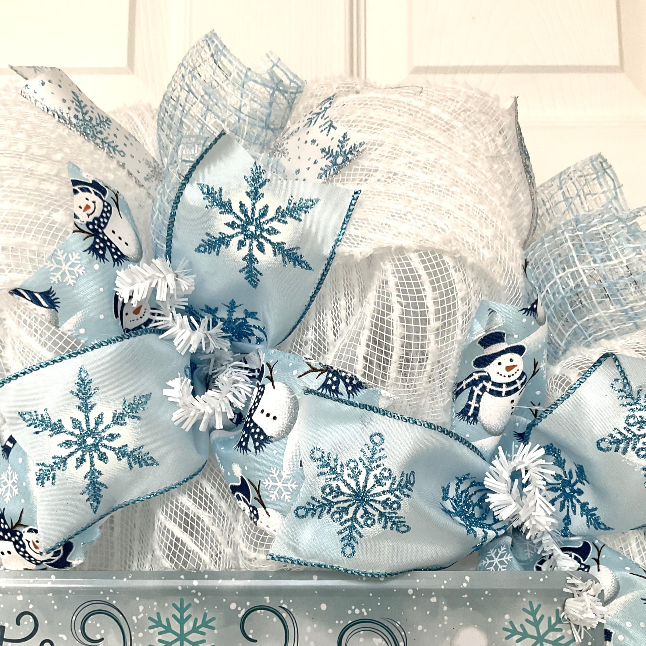 Premium ribbons and accents on Fresh Flurries 24 inch wreath