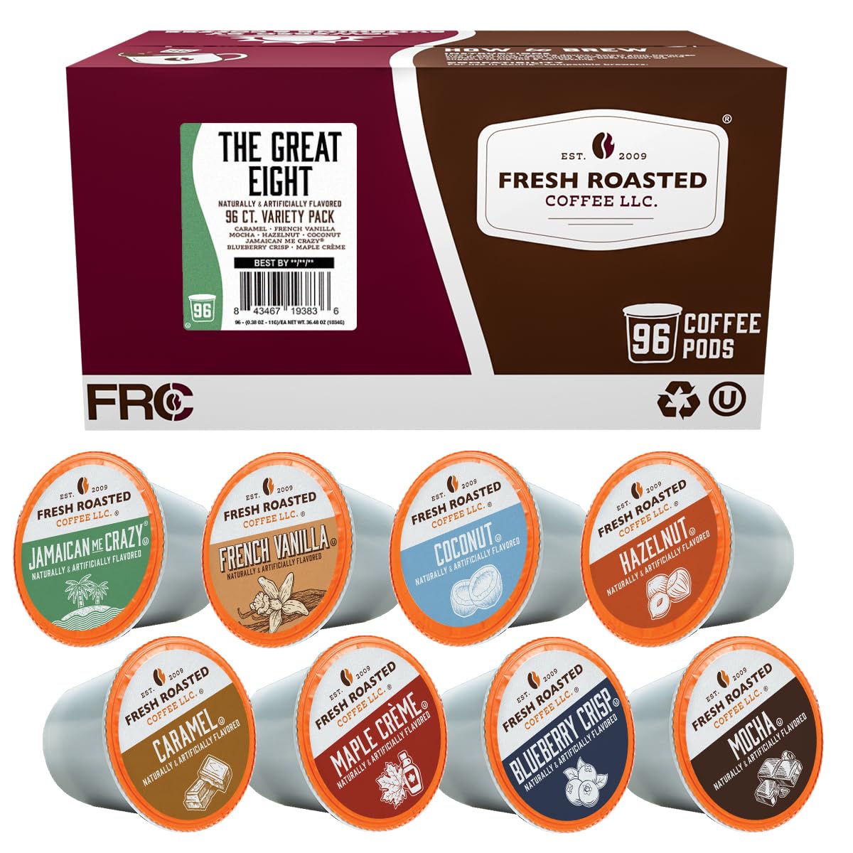 Fresh Roasted Coffee The Great Eight 96 count K-Cup pods variety pack
