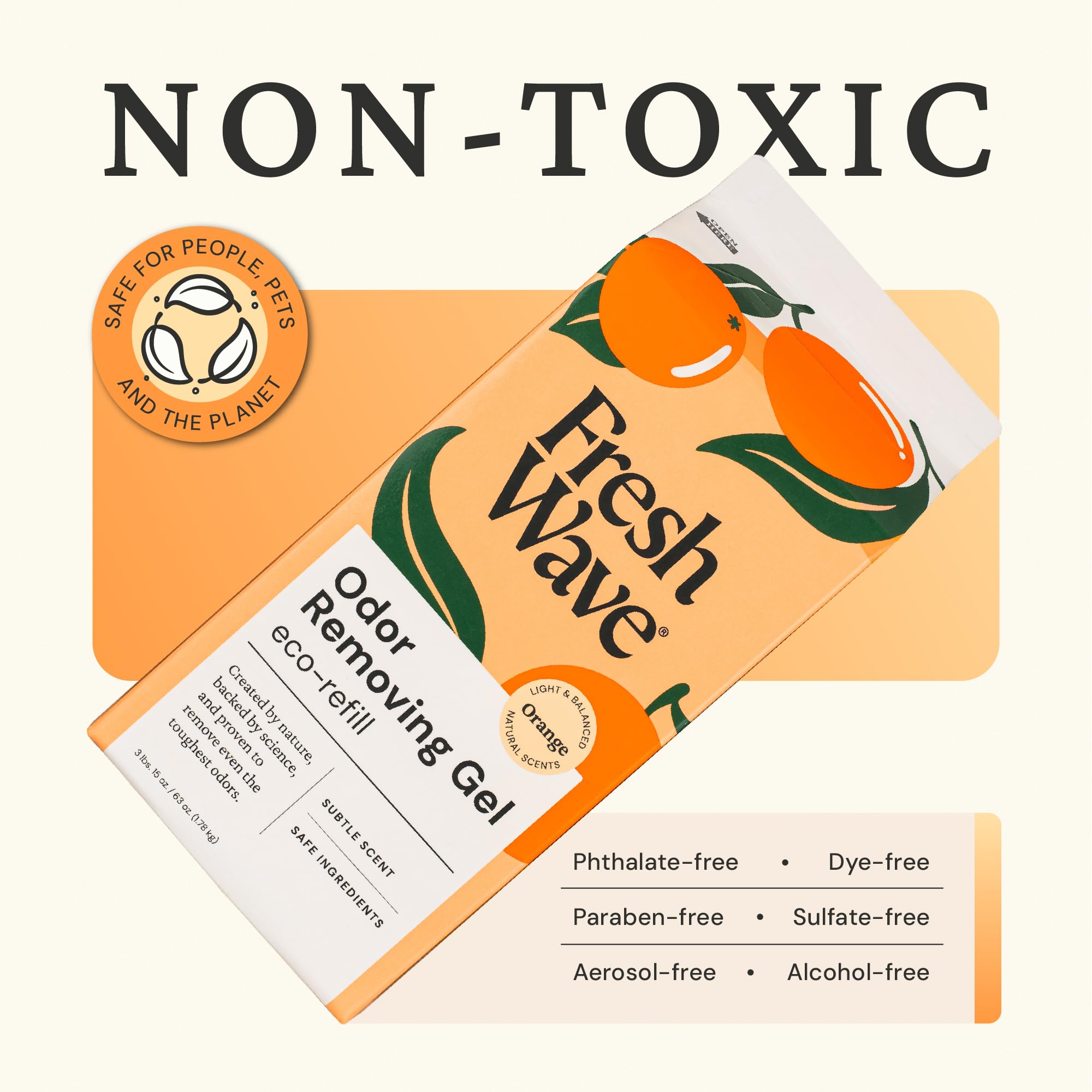 Fresh Wave gel refill orange 63 oz packaging close up