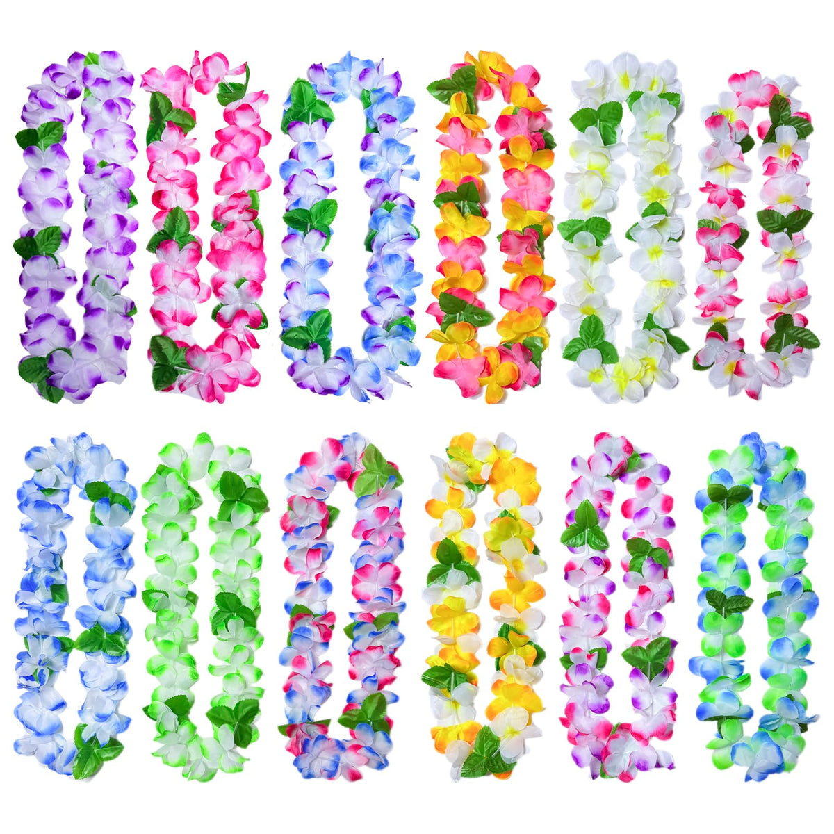 freshdear Hawaiian leis adults 12 pack on display