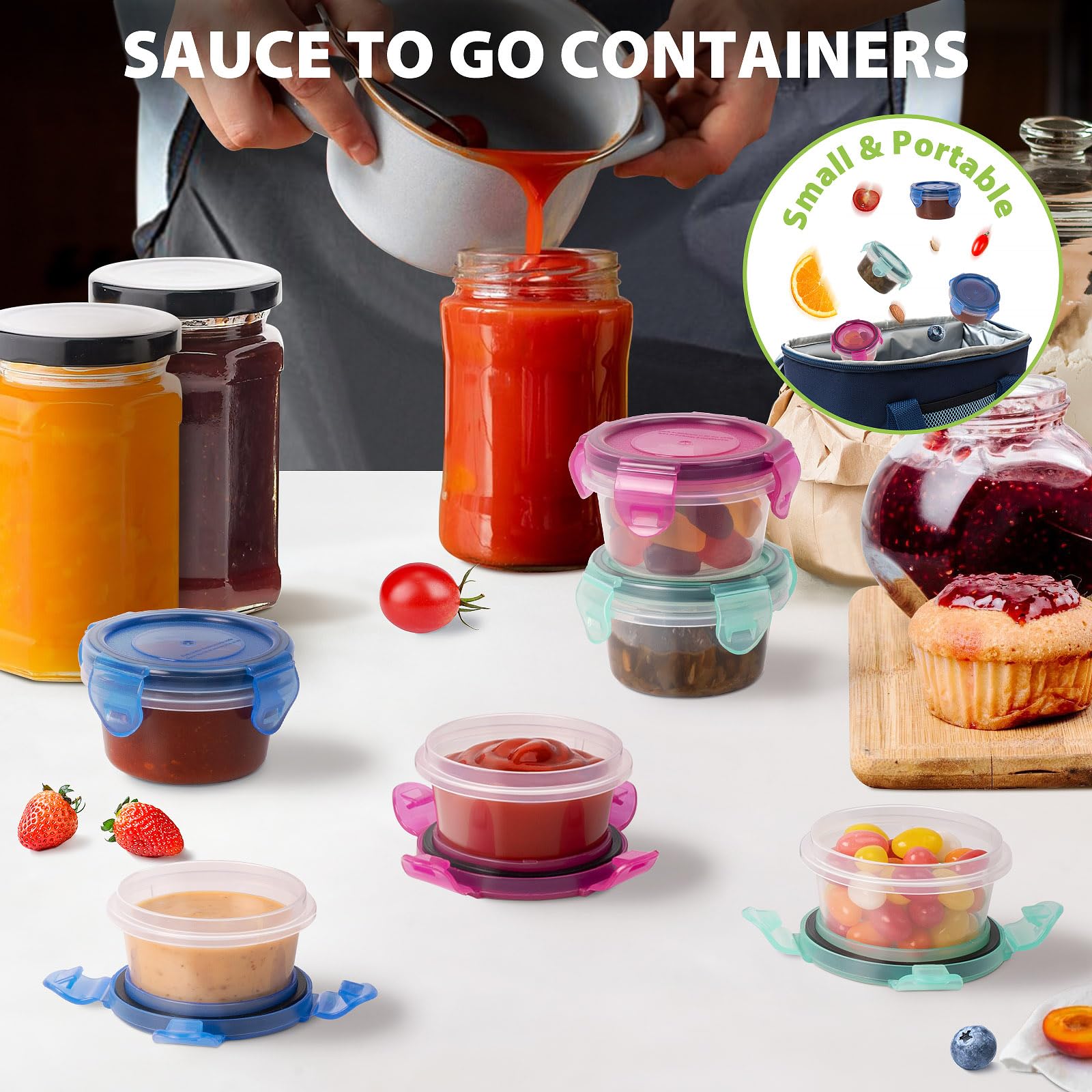 Freshmage six-pack dressing containers colors green blue pink