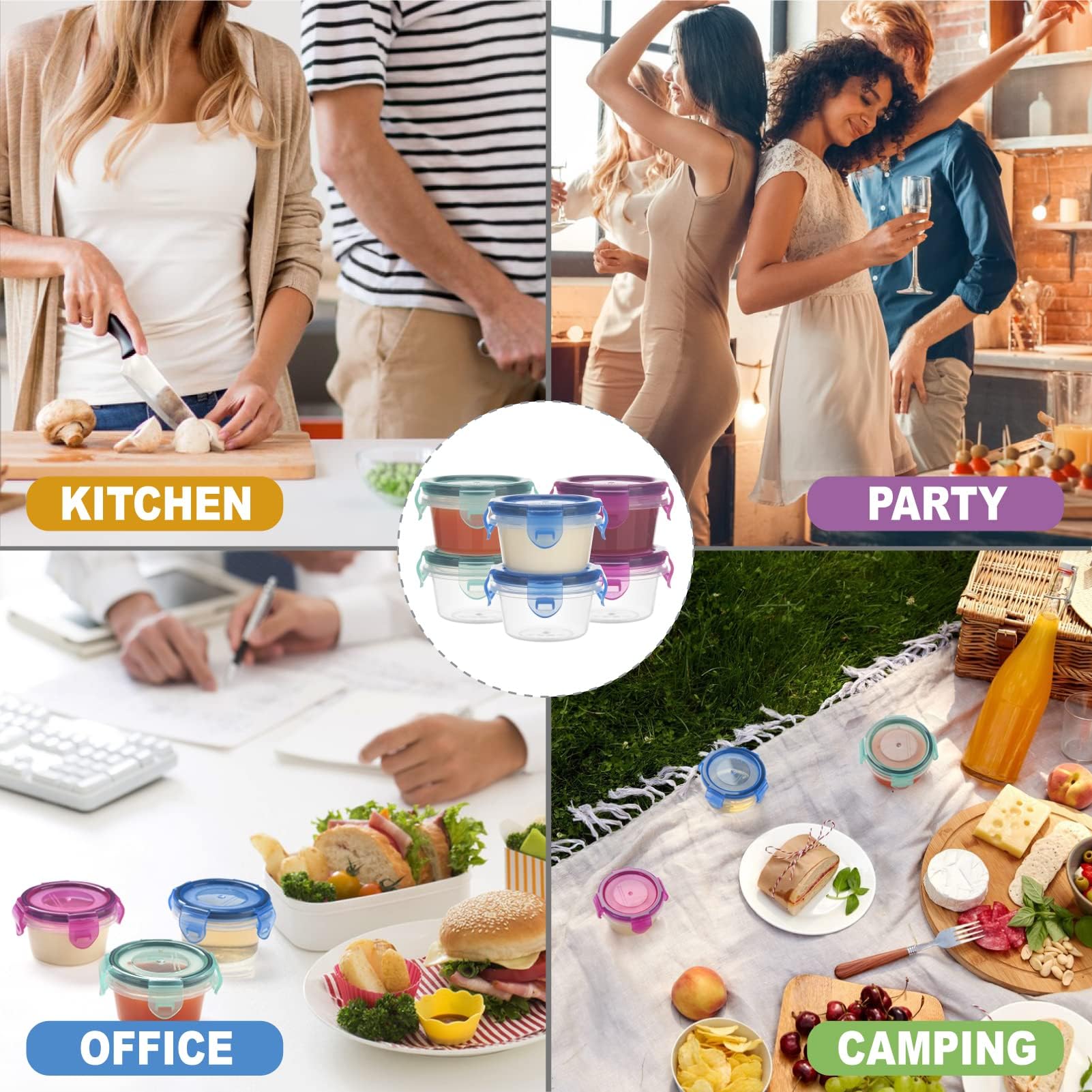 Freshmage green blue pink dressing containers color coded