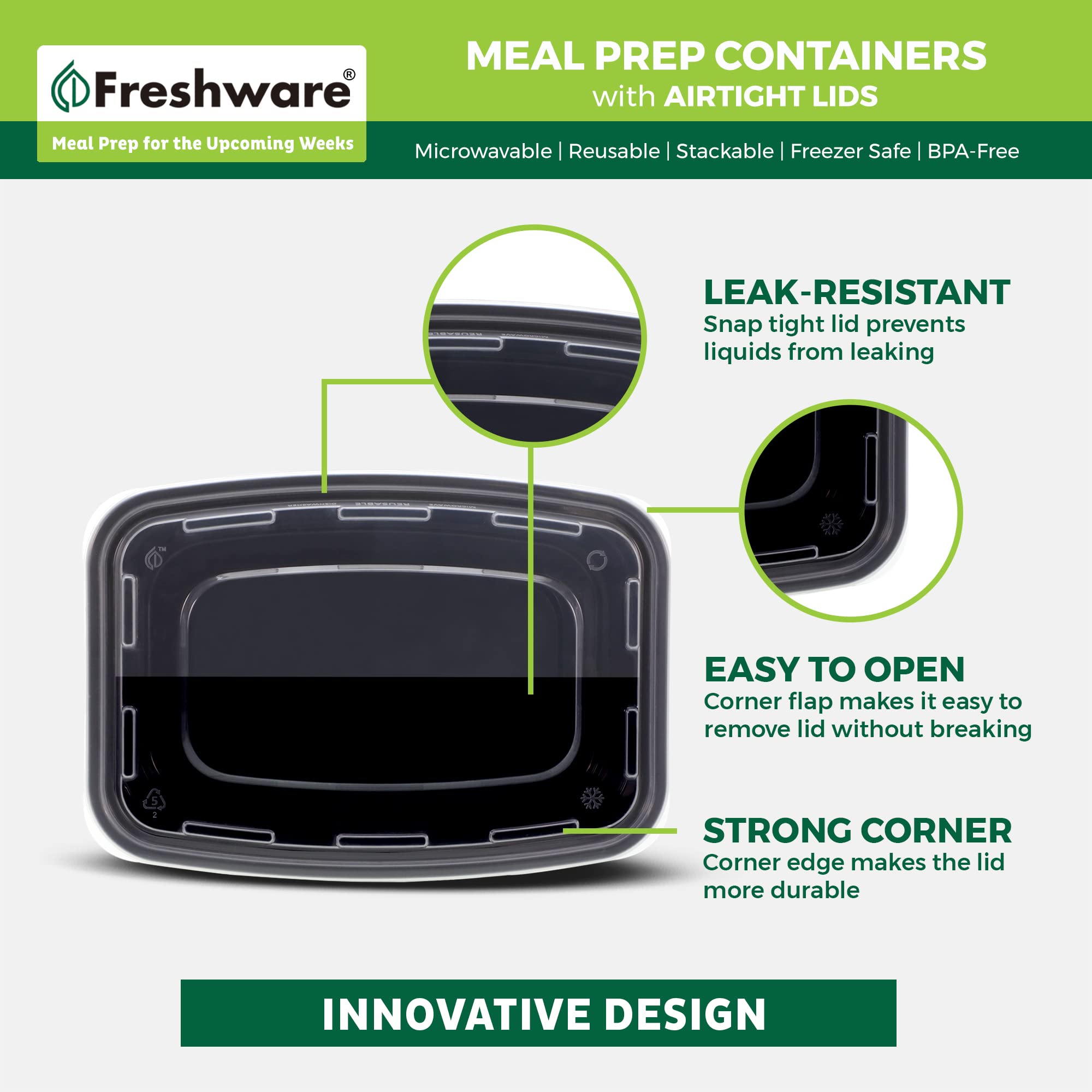 Microwave safe Freshware meal prep container