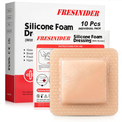 FRESINIDER silicone foam dressing with adhesive border 4x4 inch pack of 10