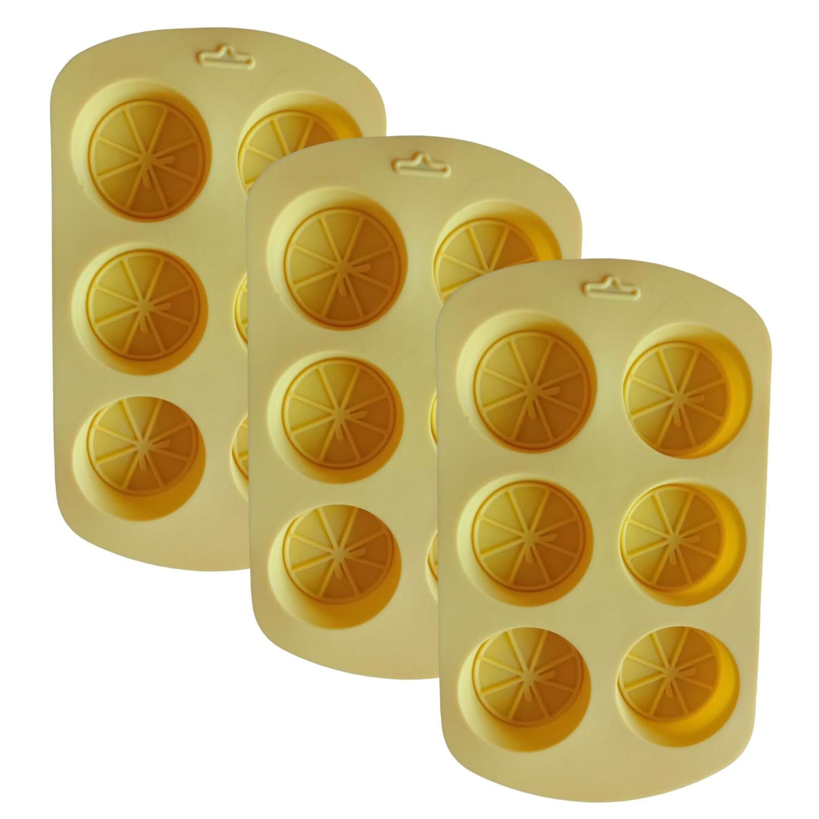 Frezer silicone lemon slice ice tray 3 pack with 6 cavities