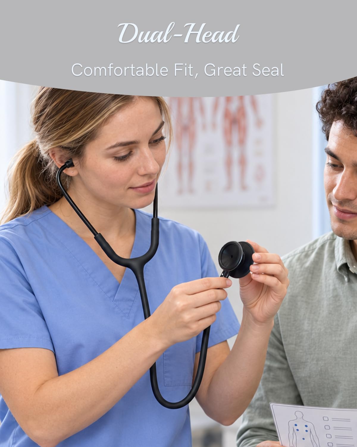 Instructions and accessories included with FriCARE stethoscope