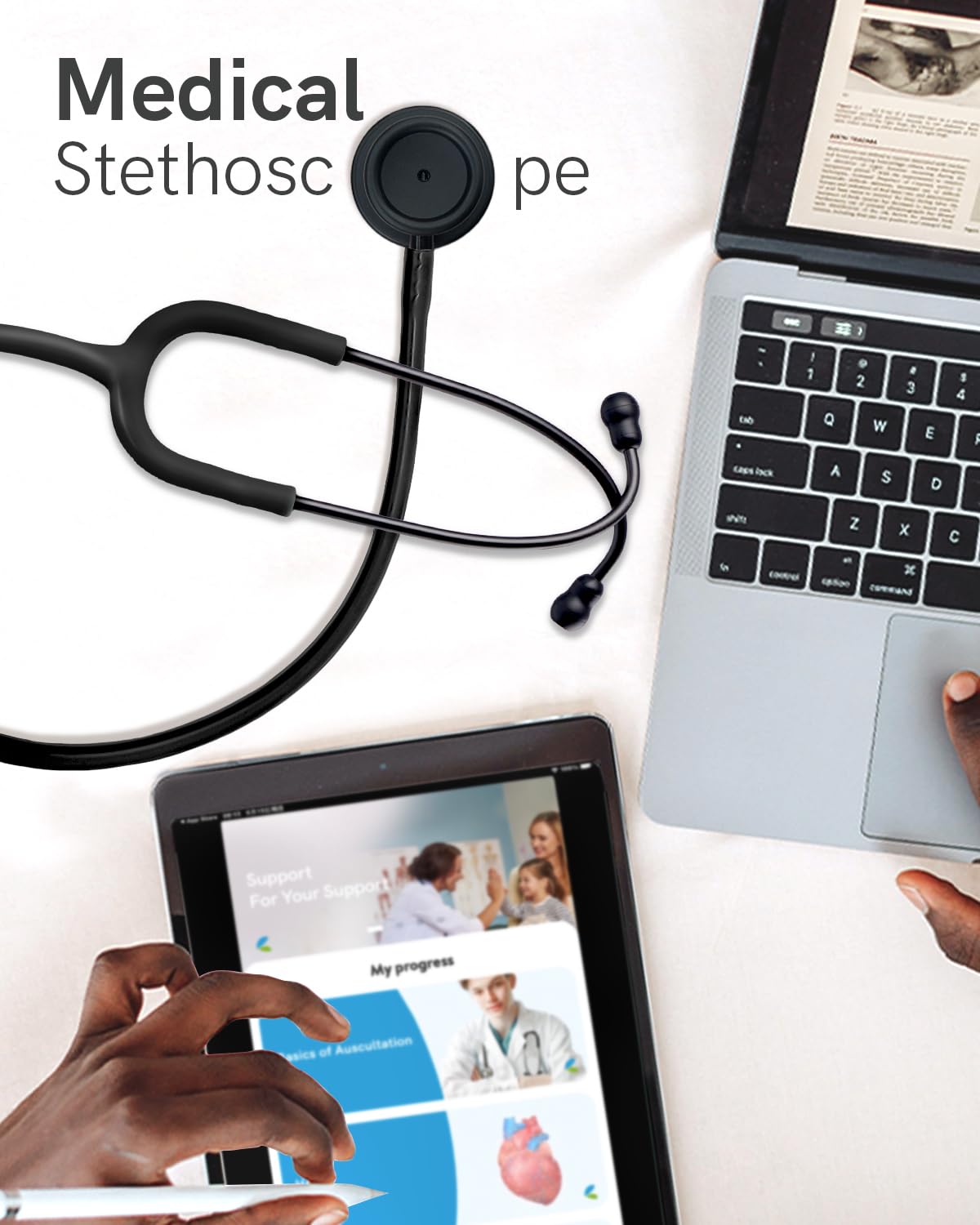 FriCARE stethoscope components laid out for training