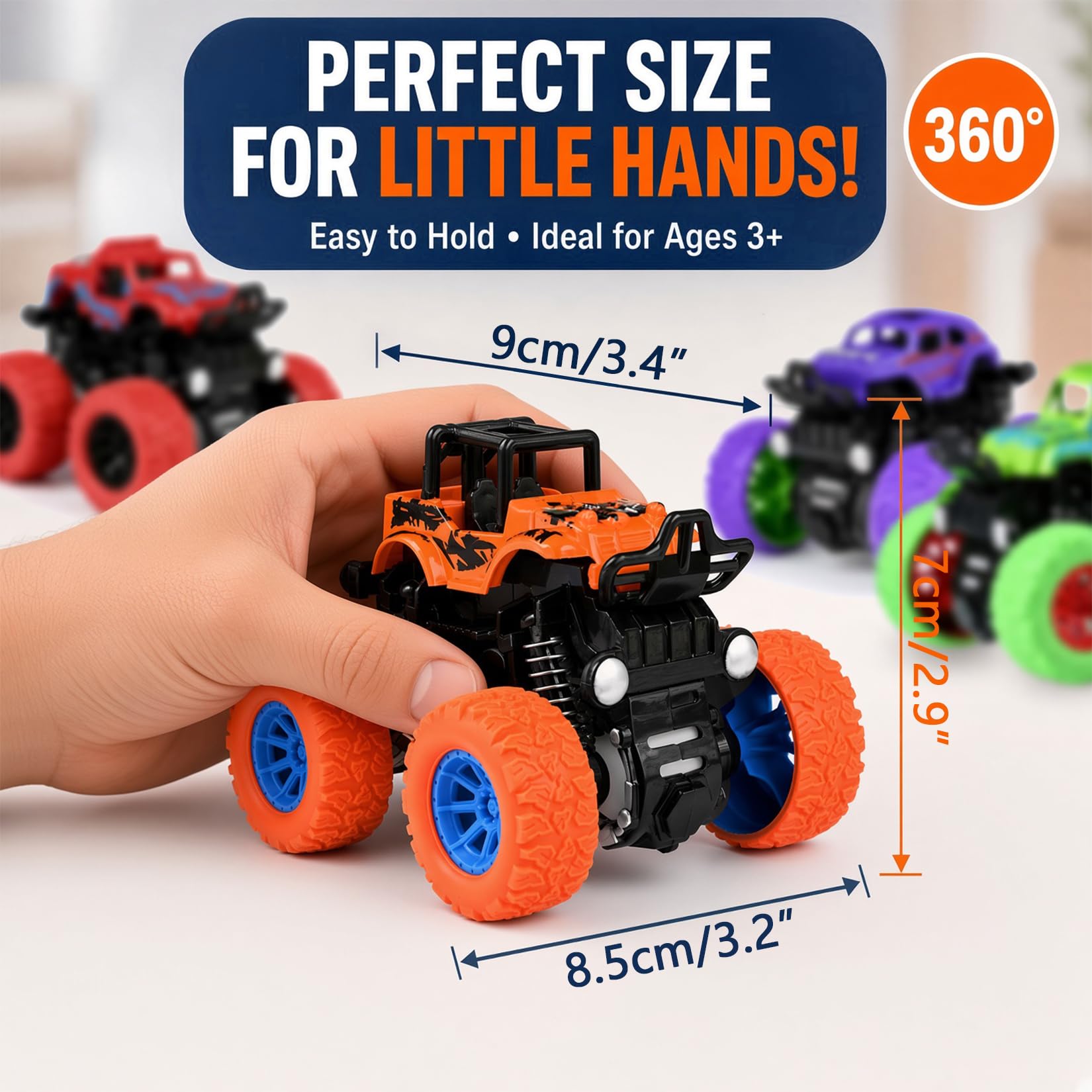 Friction powered toy trucks made from non-toxic ABS PVC
