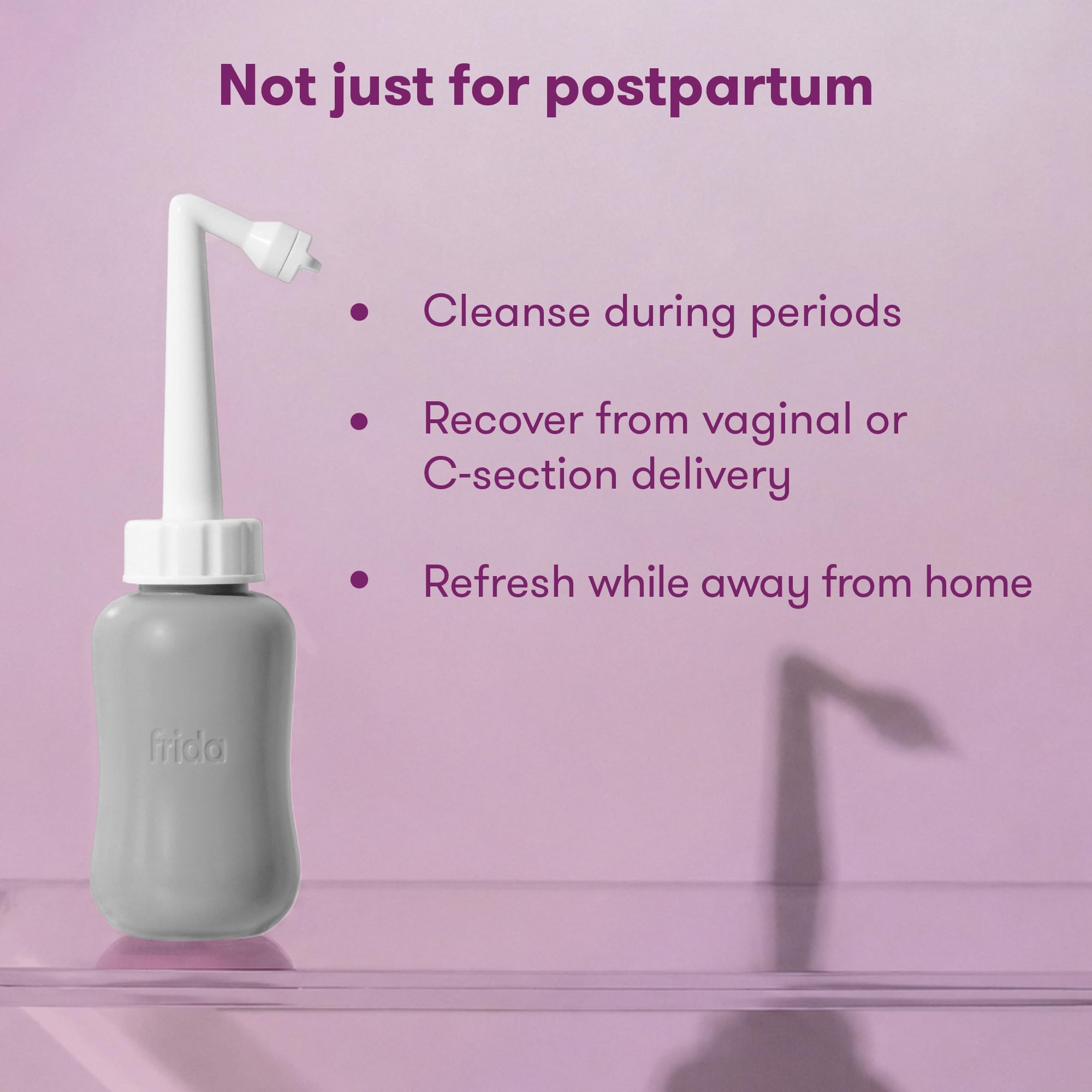 Frida postpartum care bottle packaging with travel bag