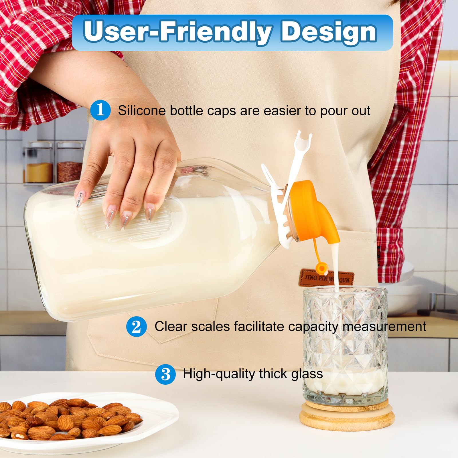 Fridge-friendly slim glass bottle fits most refrigerators