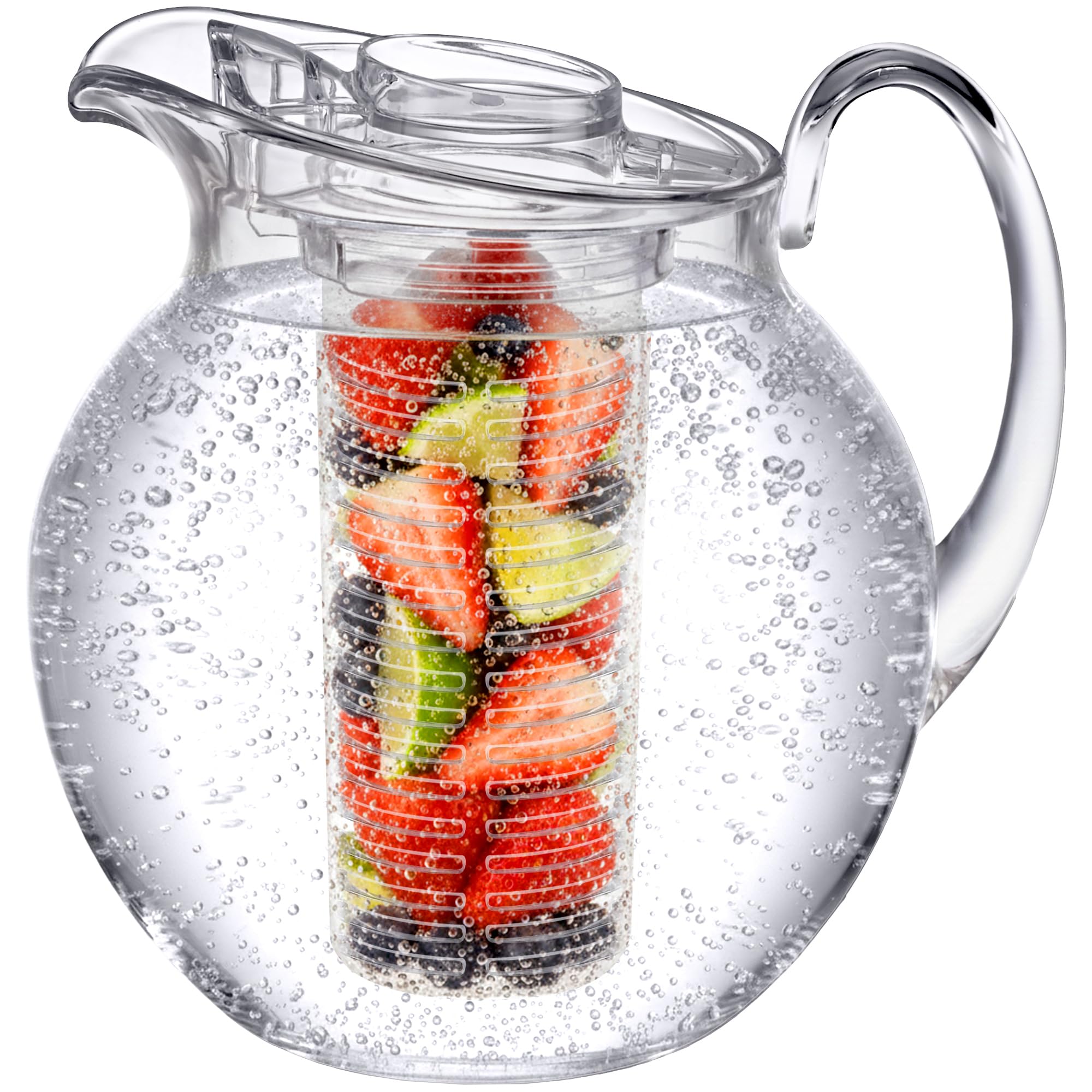 no-mess fruit flavored drinks pitcher with lid and infusion tube