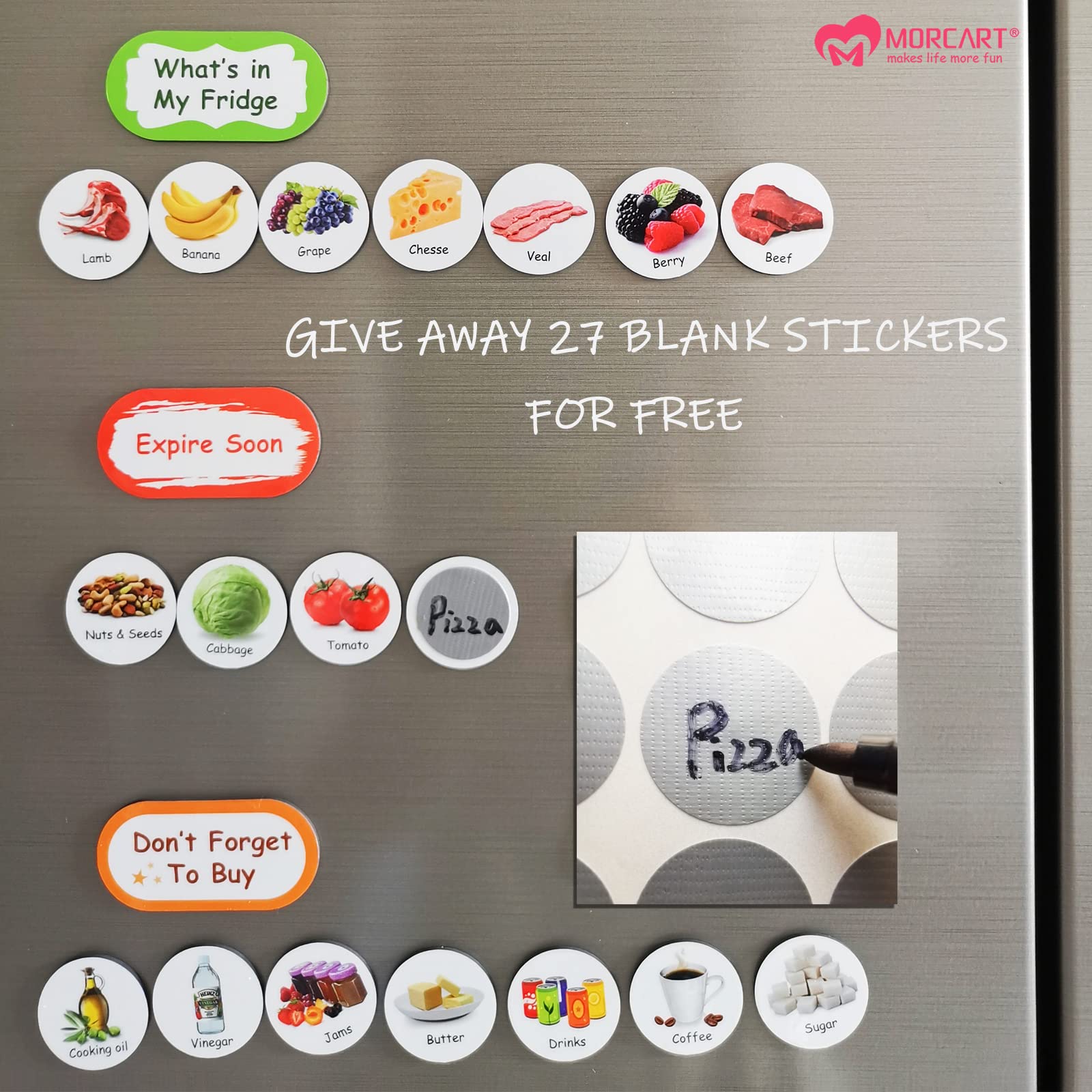 Personalized fridge organization magnets with blank stickers