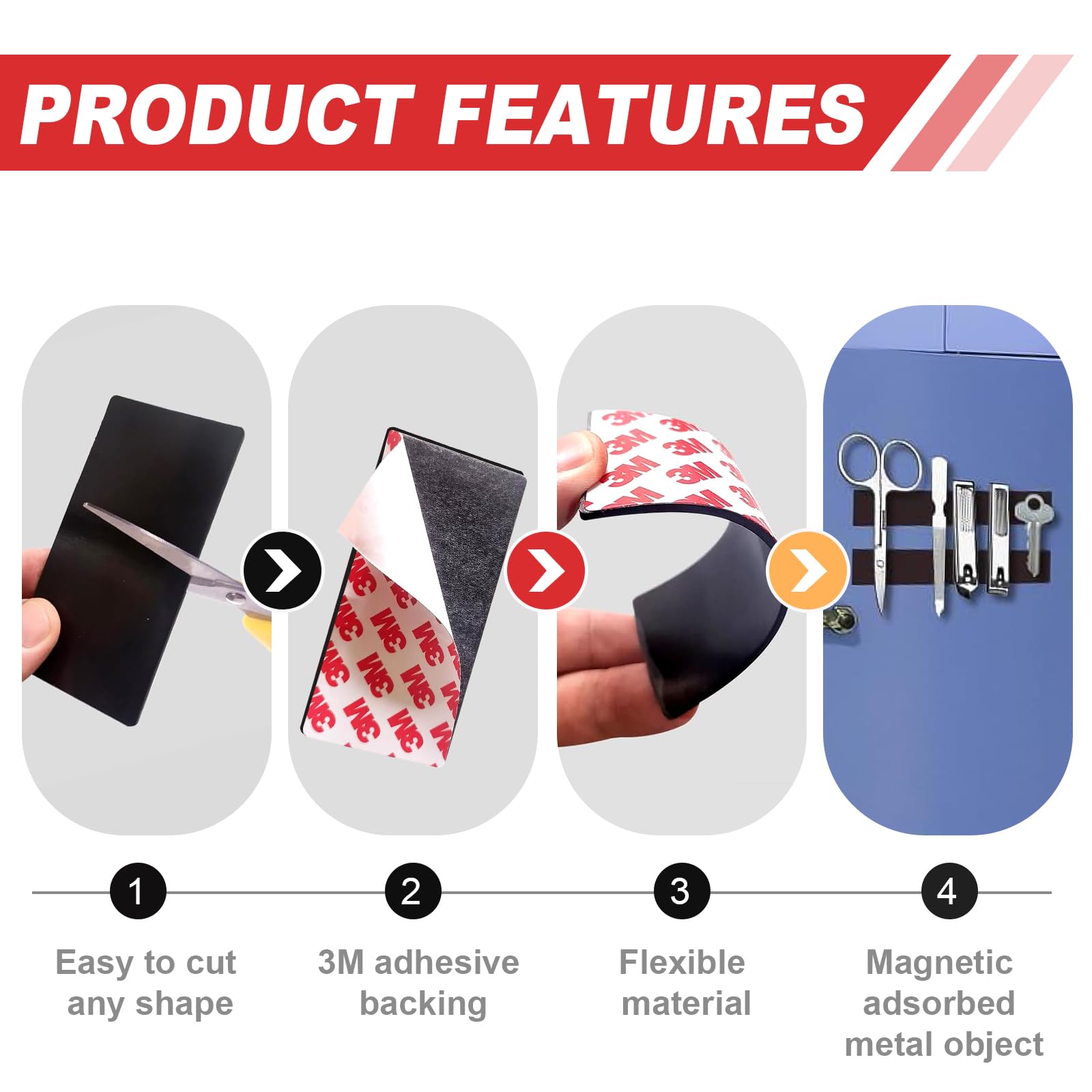 Fridge and wall magnetic strip for DIY organization