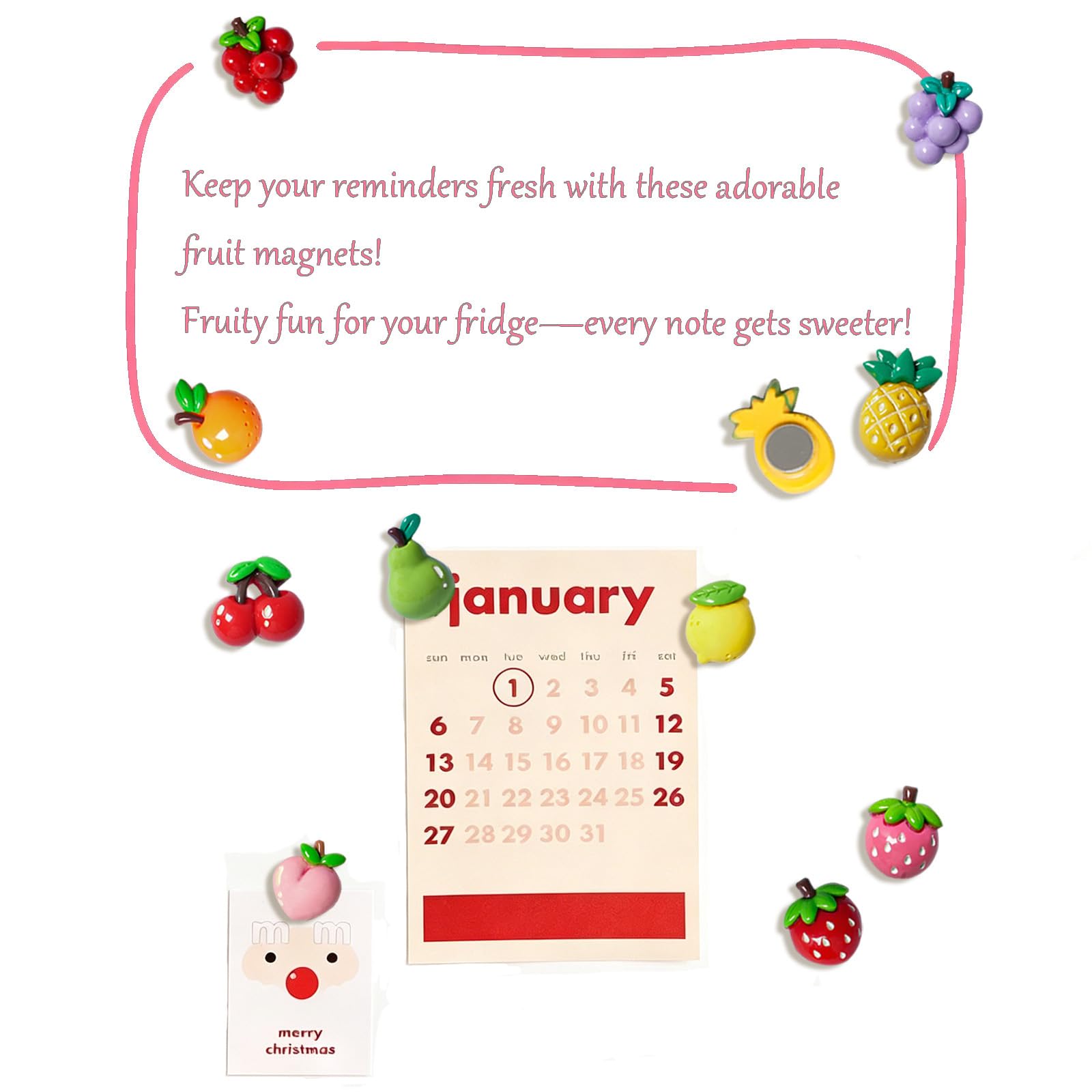 Ten fruit varieties covered by the magnet set