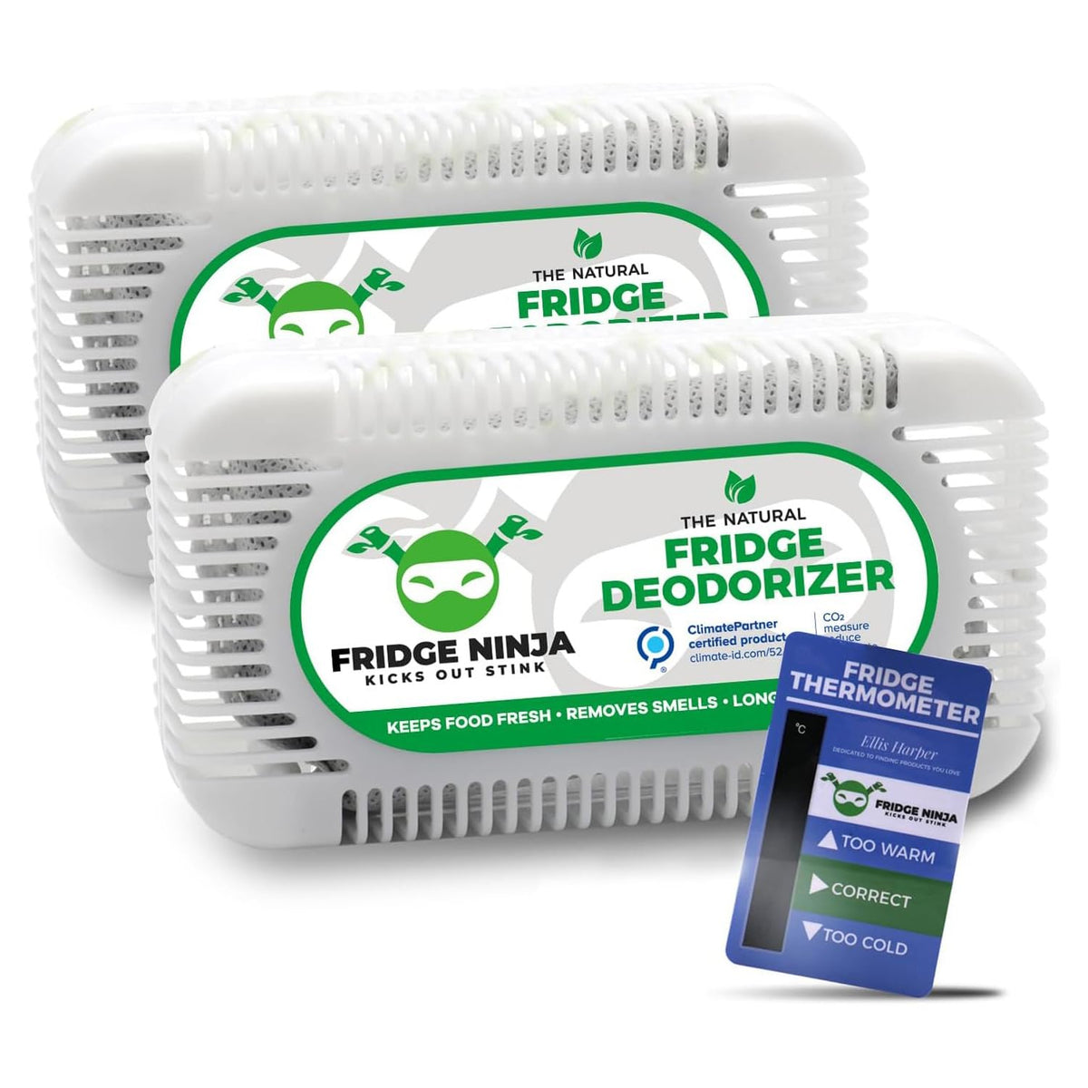 Fridge Ninja Fridge Deodorizer 2 Pack box and packaging