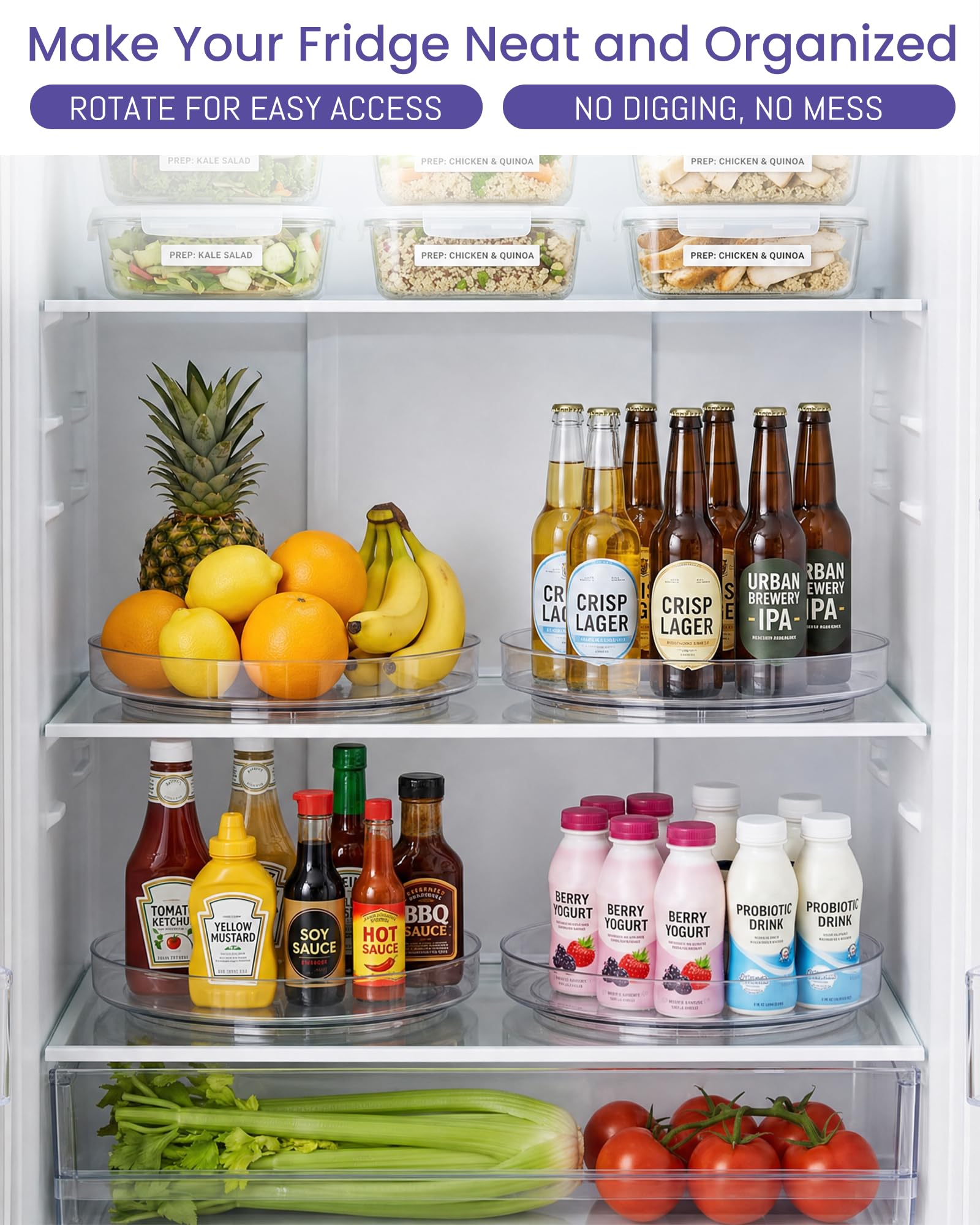 Fridge refrigerator organized lazy susan