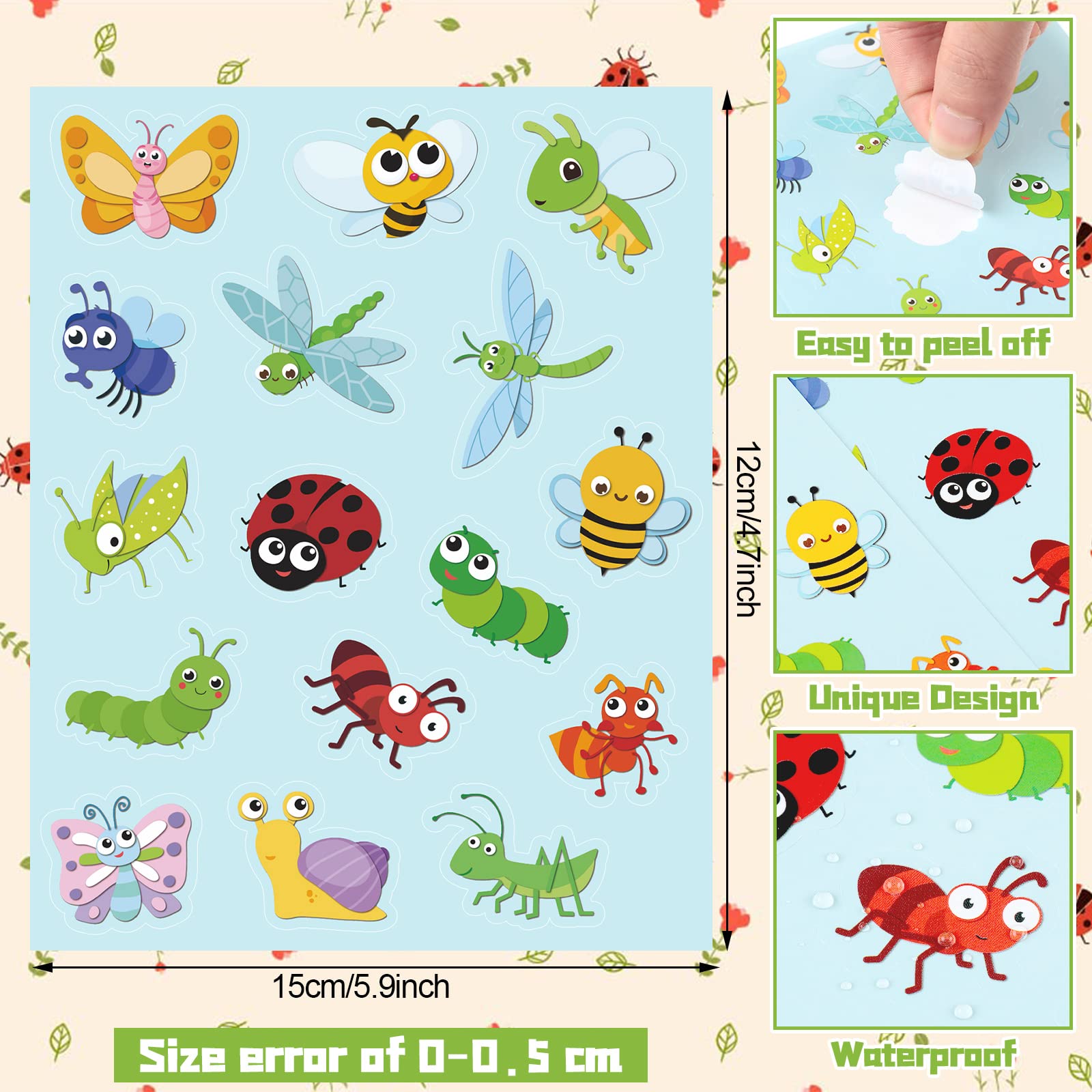 Each sticker measures 1 x 1 inch from Frienda bulk set