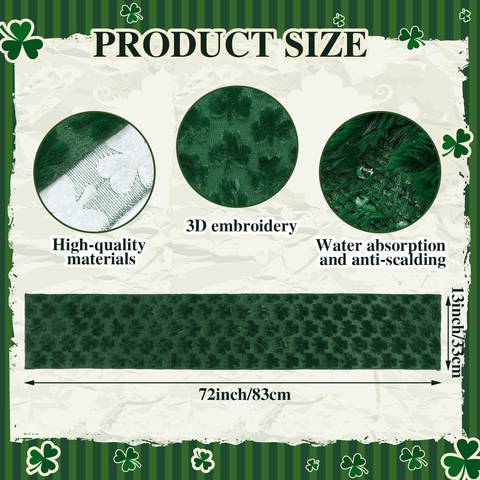 Close up of 3D shamrock jacquard pattern on Frienda table runner