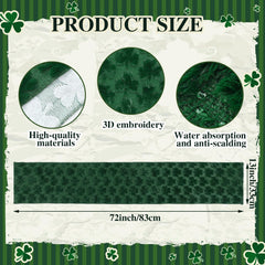 Close up of 3D shamrock jacquard pattern on Frienda table runner
