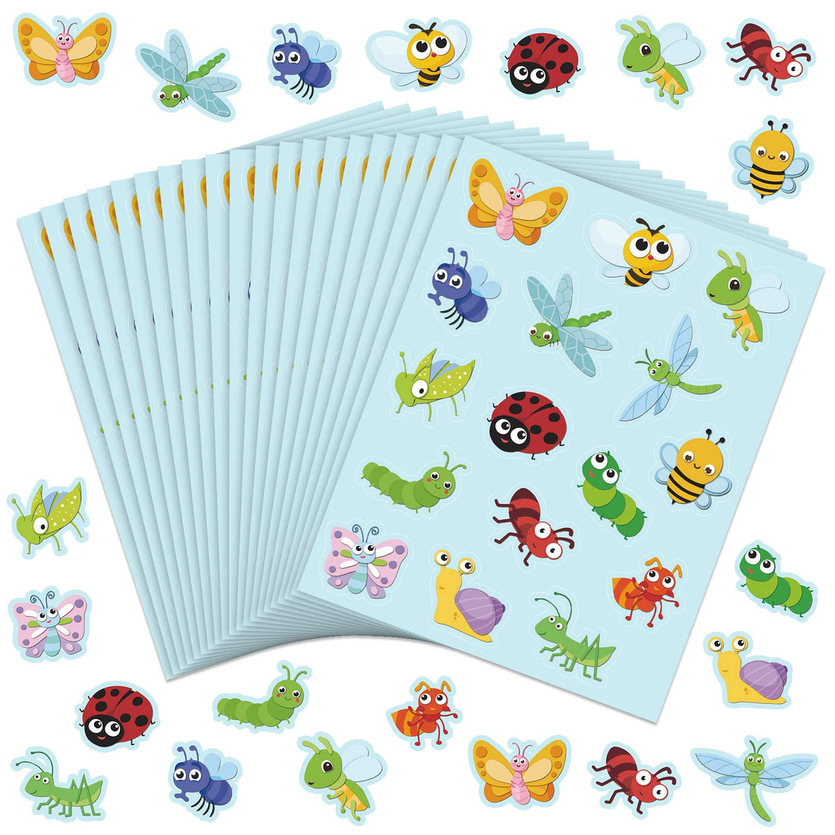 Frienda 480 piece spring insect ladybug stickers assortment