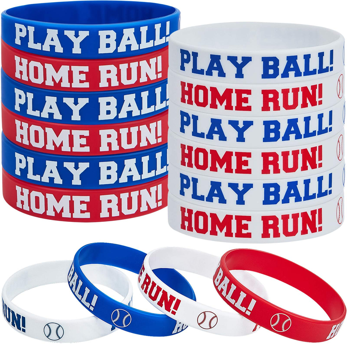 Frienda baseball silicone bracelets 24 pack four color design
