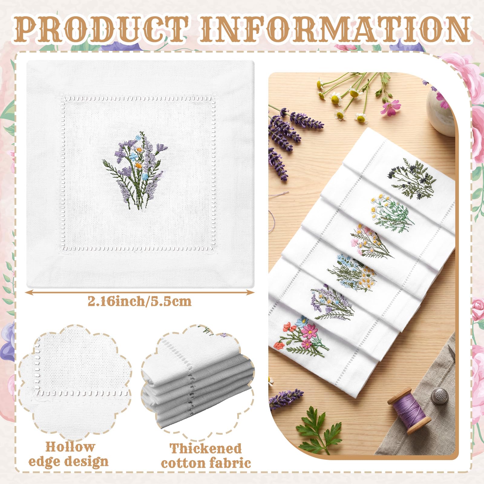 Cotton napkins white 6x6 inches for parties and gifts