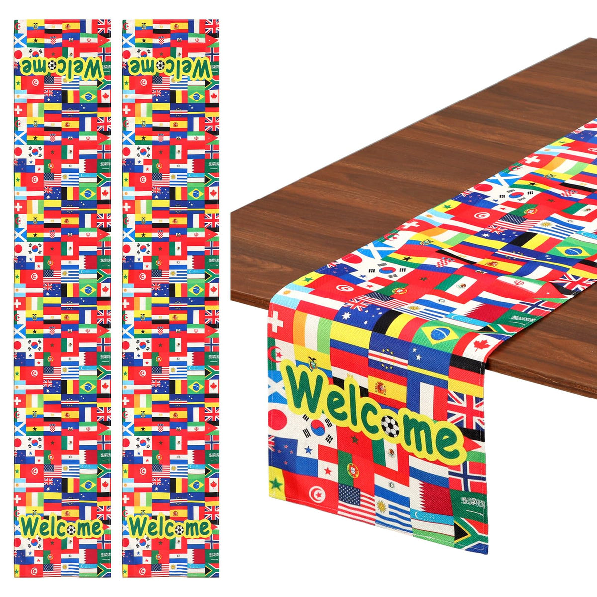 frienda soccer table runner multicolor design