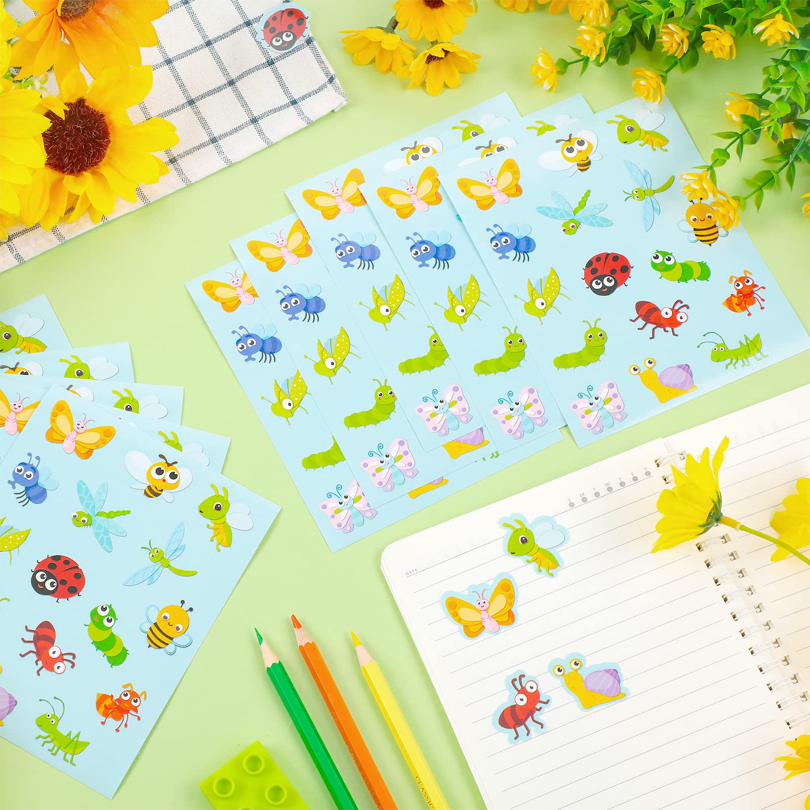 Spring bug themed self-adhesive stickers for kids