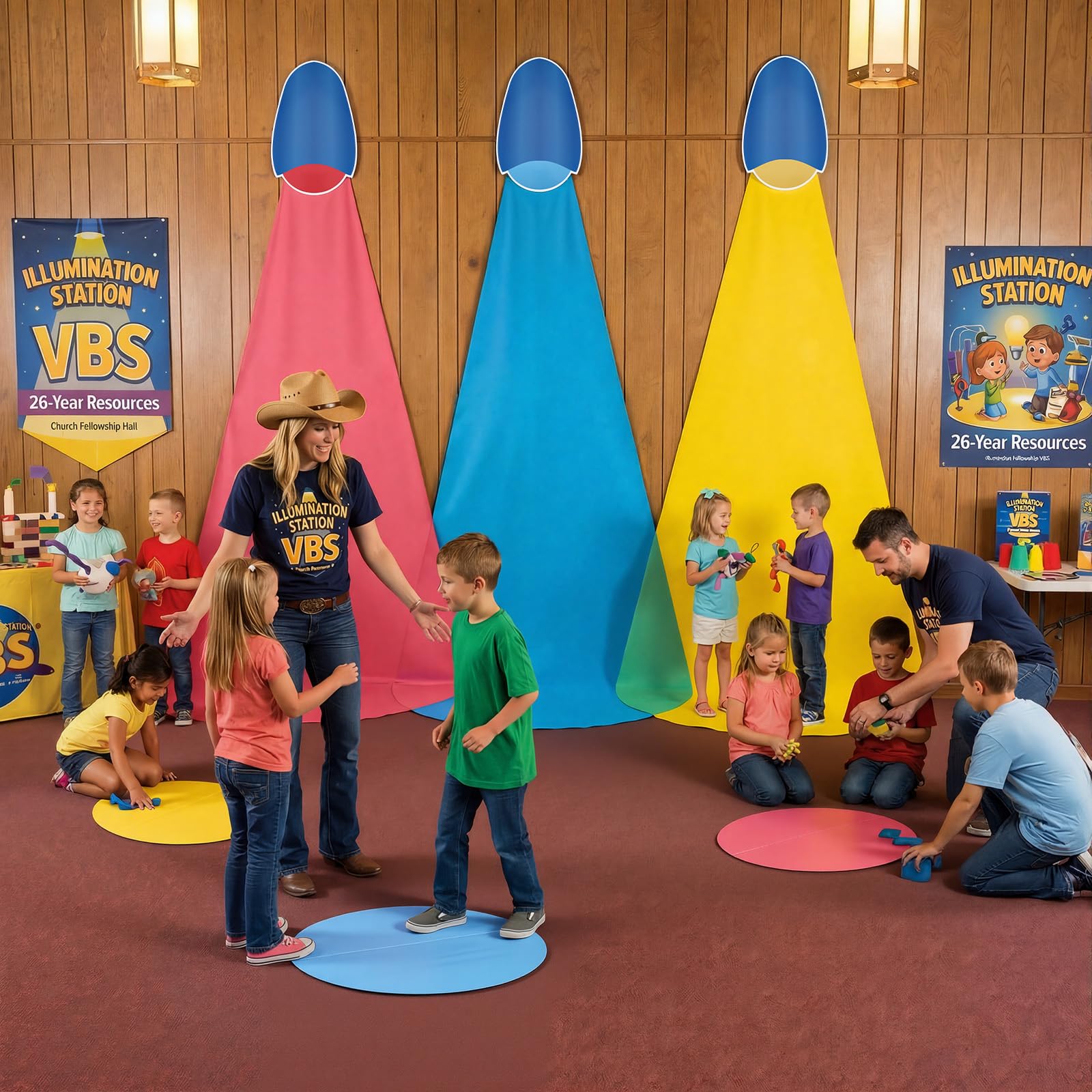 Precreased 16 inch cardstock discs included in Frienda VBS Decorations Kit