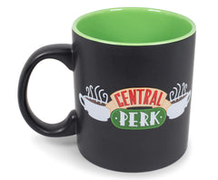 Chalkboard black ceramic mug with Central Perk branding