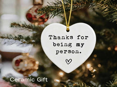 Compact 3 x 3 inch ceramic ornament for display