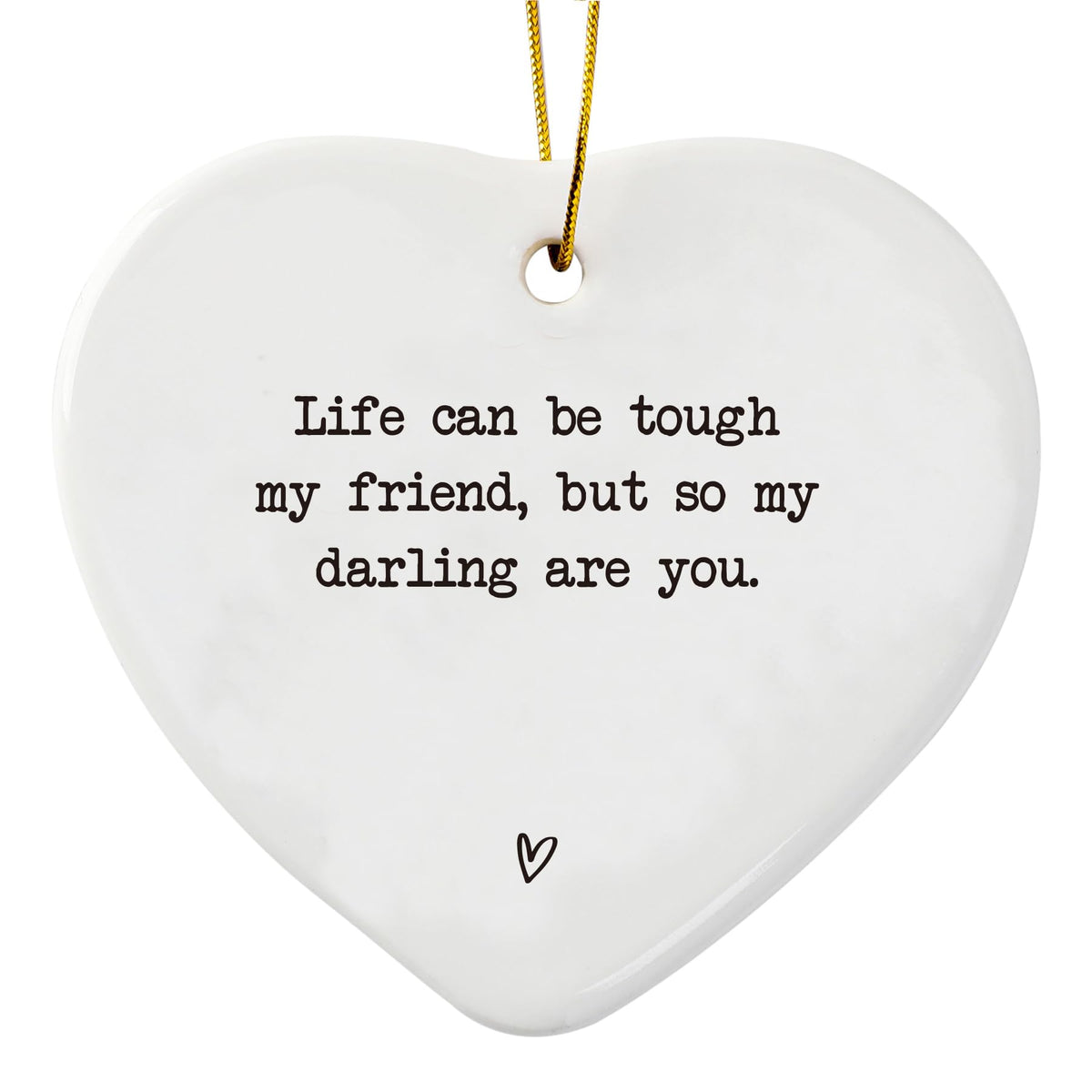 Friendship Ceramic Heart Gift 3 inch white ceramic ornament