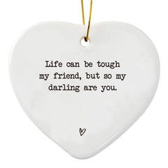 Friendship Ceramic Heart Gift 3 inch white ceramic ornament