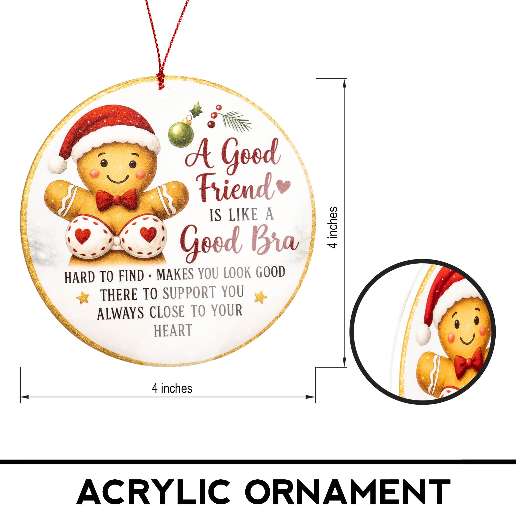 Gingerbread Ornament with Friendship Holiday Card Keepsake