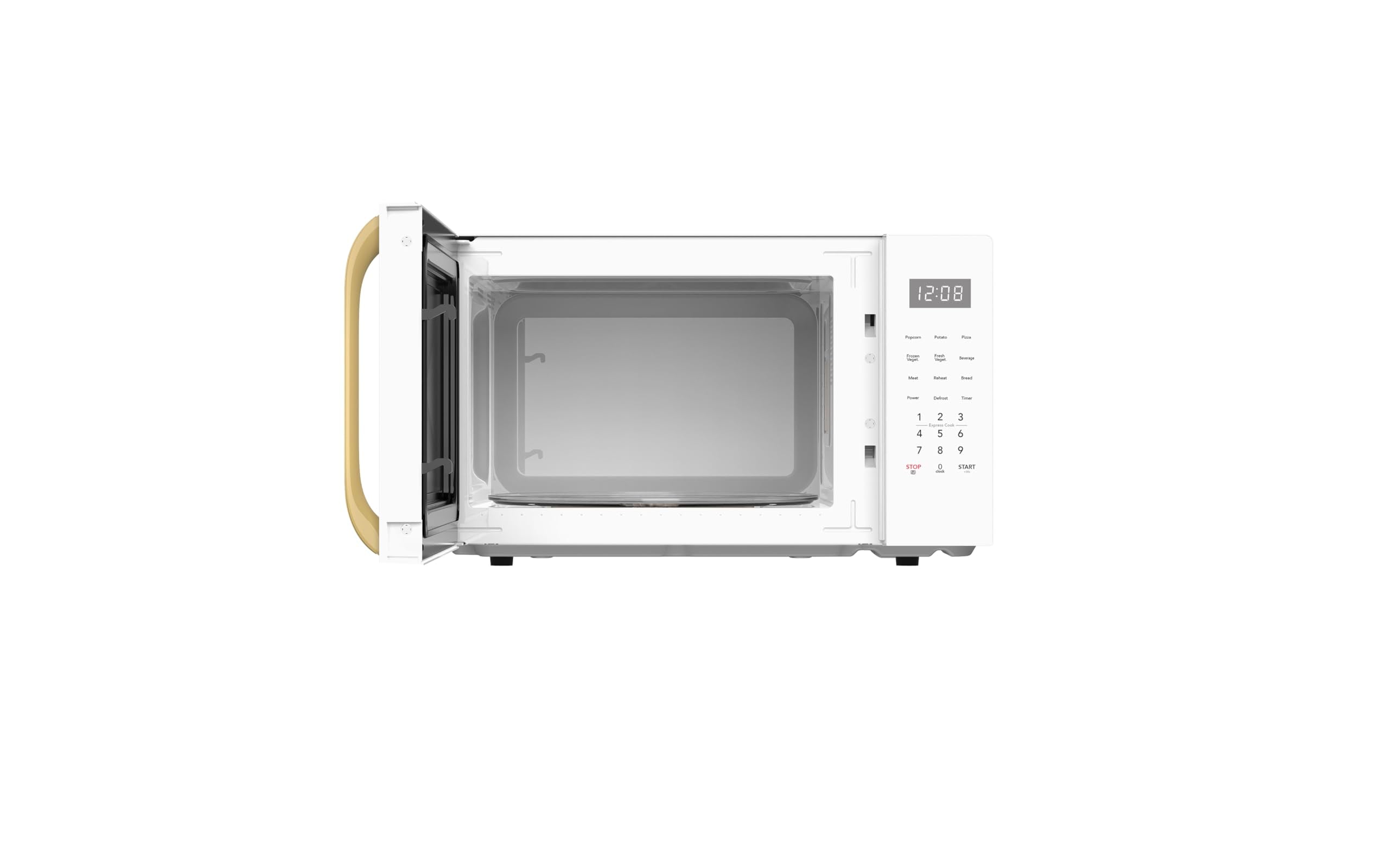 Digital clock and kitchen timer on microwave
