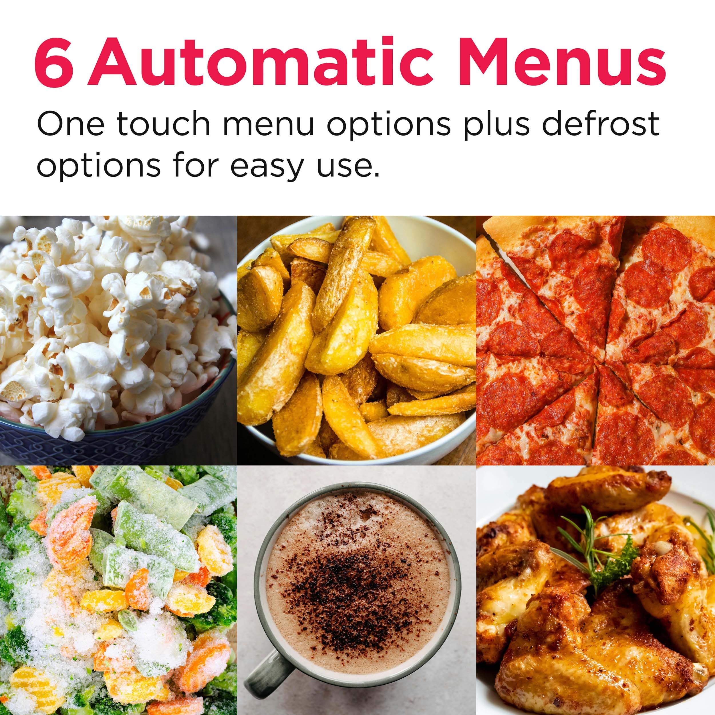 Presets for popcorn frozen pizza and meals