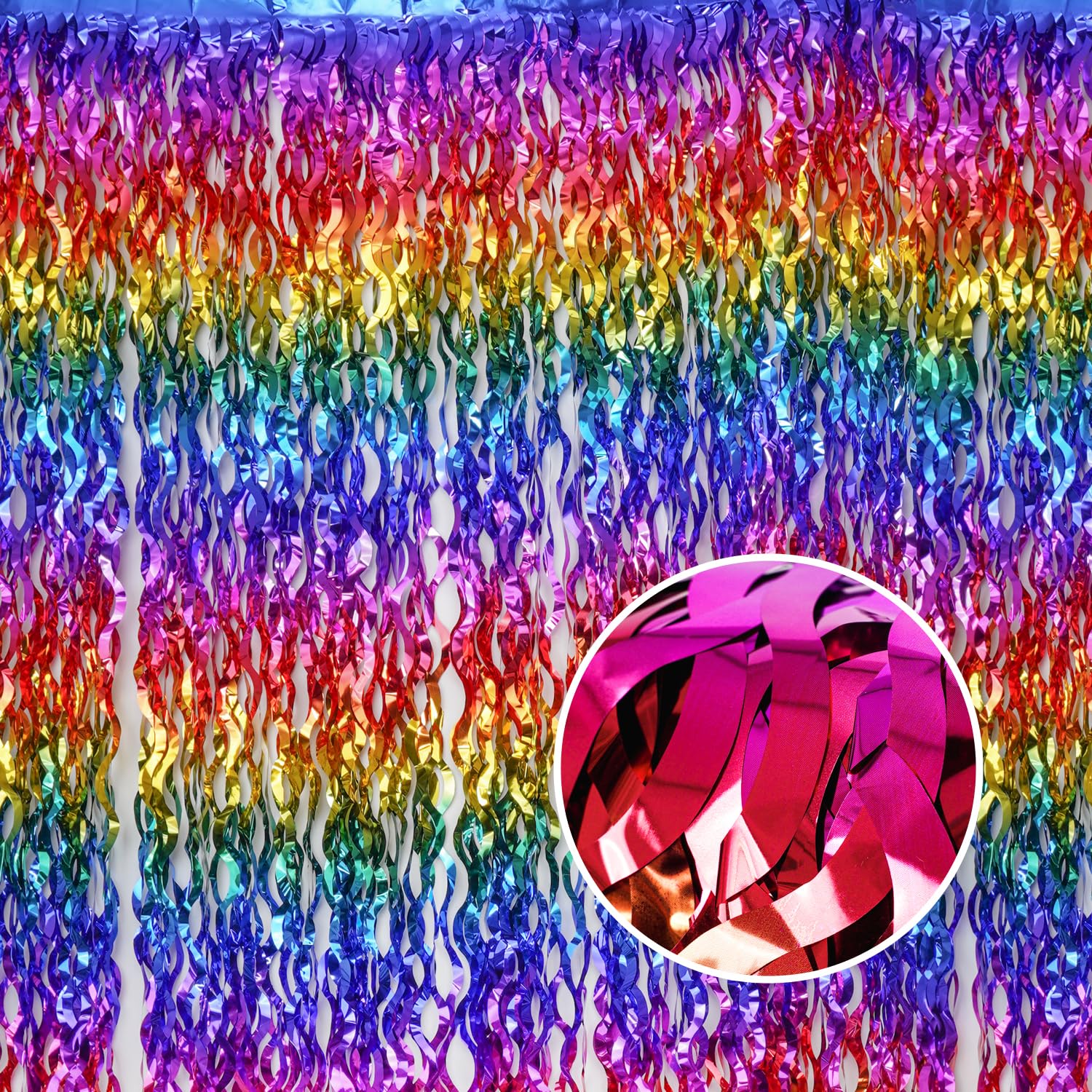 Two-piece rainbow backdrop curtain for celebrations